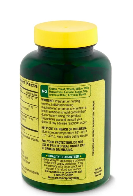 Spring Valley Ultra Strength Turmeric Curcumin Dietary Supplement 1,500 mg 90 Ct