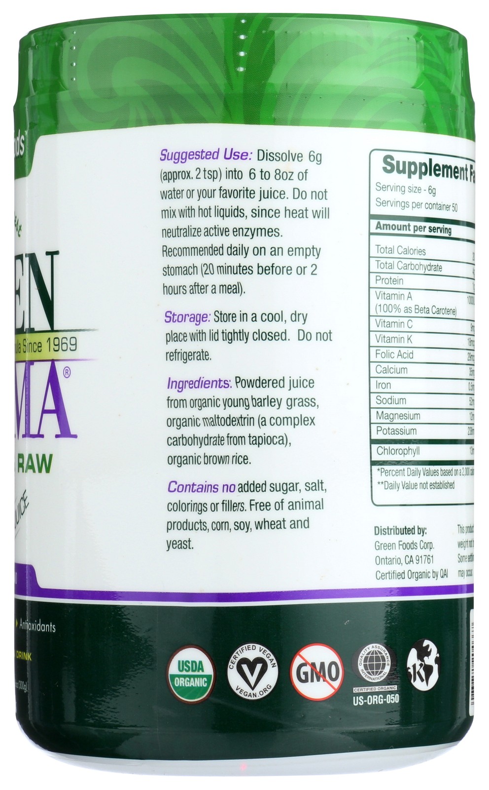 Green Magma Organic Barley Grass Juice Powder By Foods 10.6 Oz 1 Pack