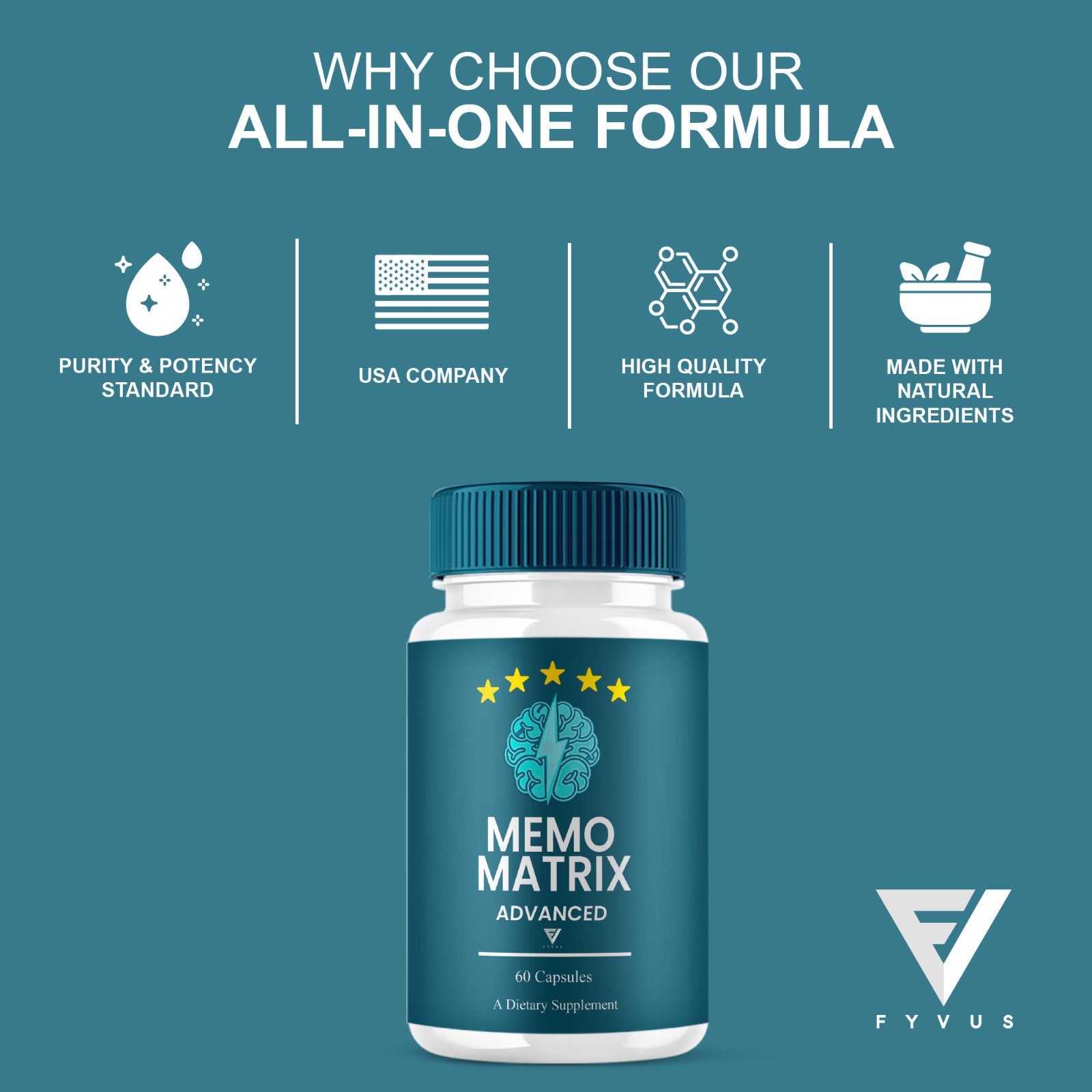 (5 Pack) Memo Matrix Advanced Capsules, Memo Metrix Brain Support (300 Capsules)