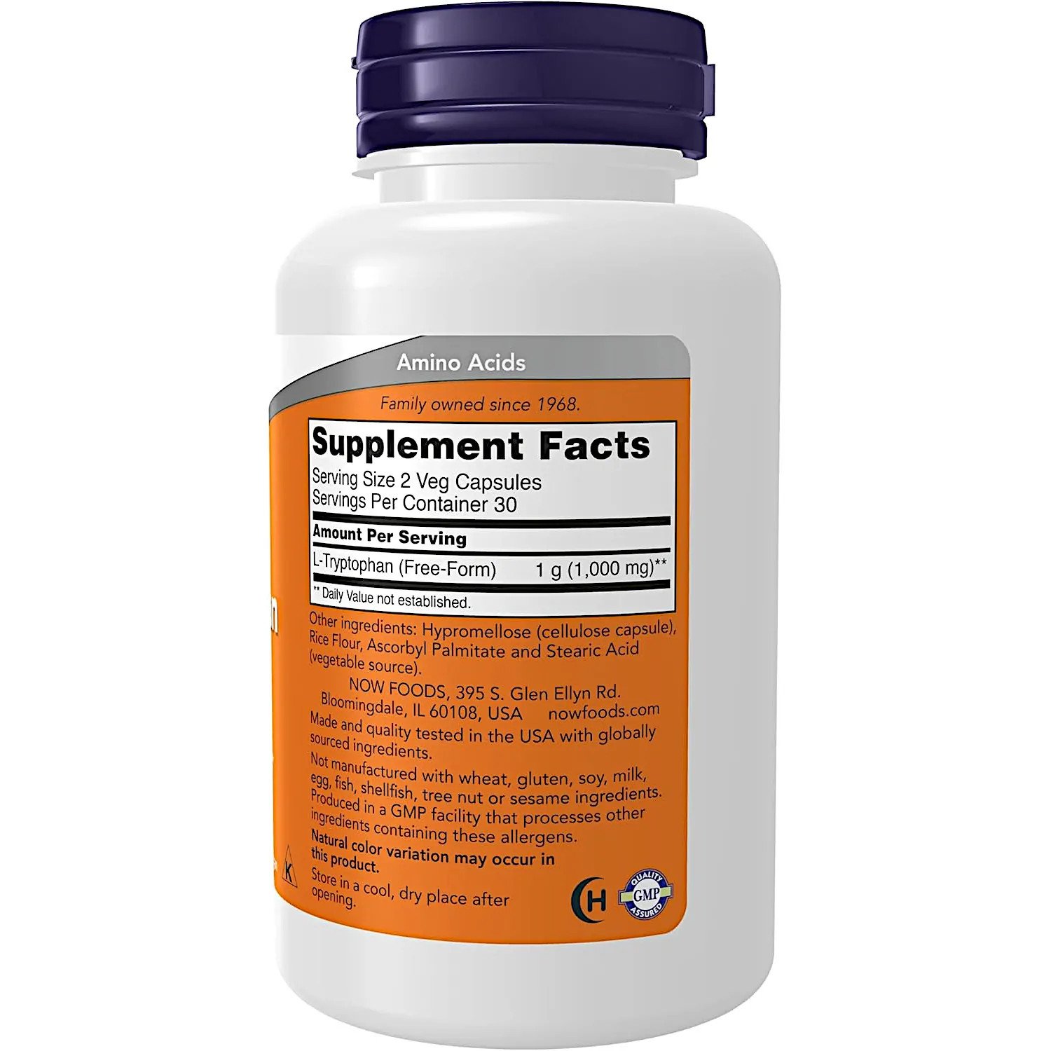 NOW Foods L-Tryptophan 500 mg., 60 Vegetarian Capsules