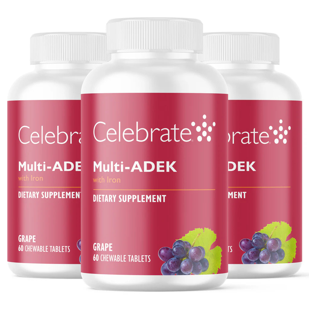 Celebrate Vitamins – Multi-ADEK Chewable Multivitamin with Iron, Grape