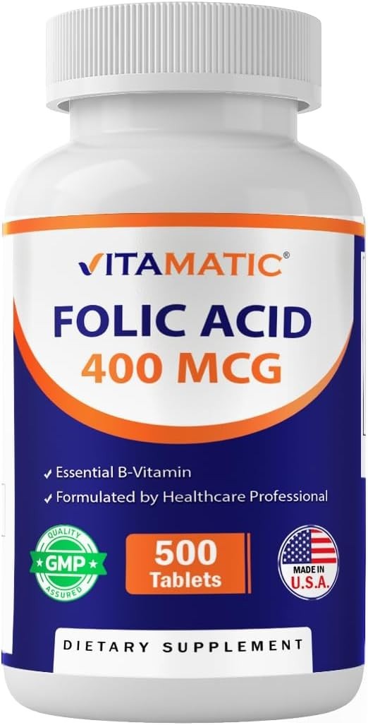 Folic Acid 400 mcg 500 Vegetarian Tablets Gluten Free Vitamin B9 Exp:12/26