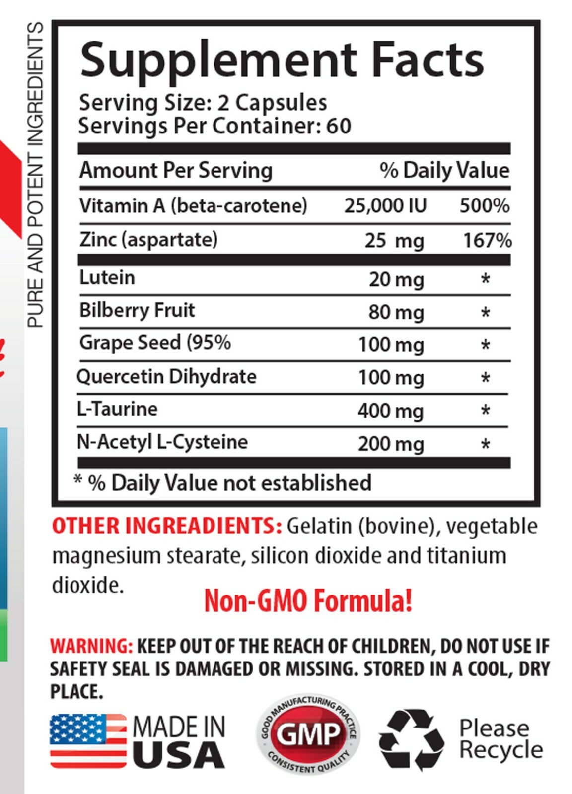 vision 20 eye supplement – MAX EYE VISION HEALTH – grape seed capsules 1B