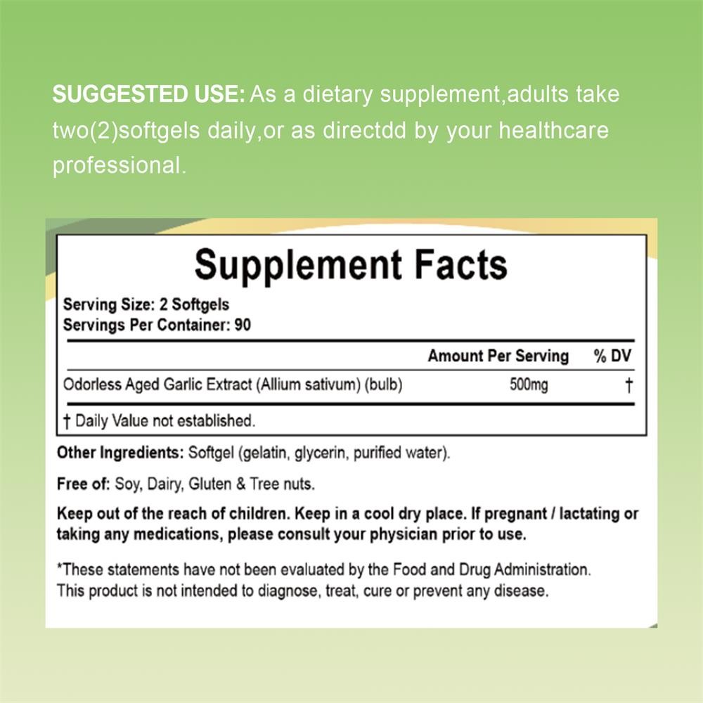 (5Pack) Garlic Extract, 300 Softgels, 500mg Odorless | Heart & Immune