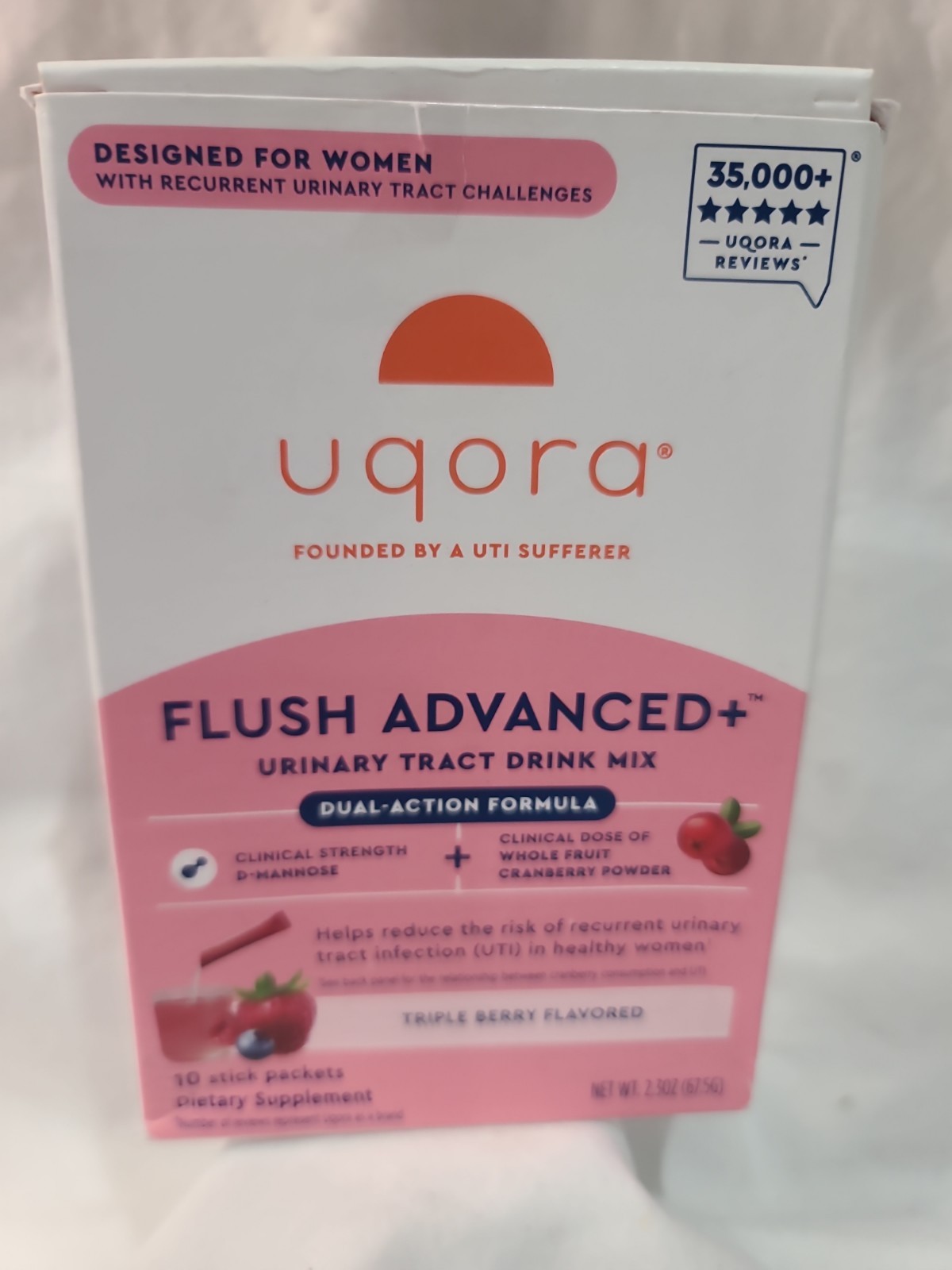 Uqora Flush Advanced Urinary Tract Drink 10 Packets | Triple Berry | D-Mannose