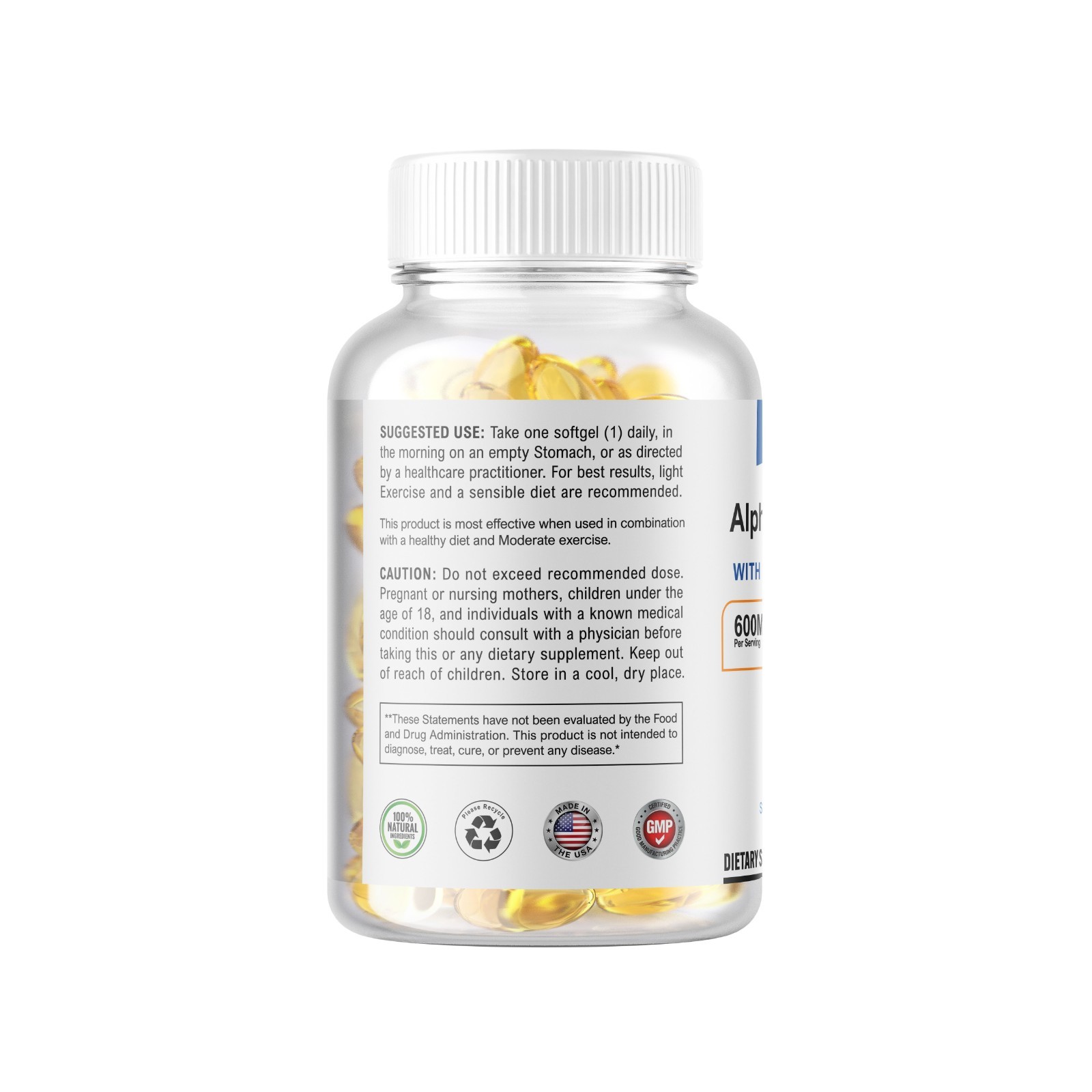 Alpha Lipoic Acid – 600mg Per Serving – 250 Softgels