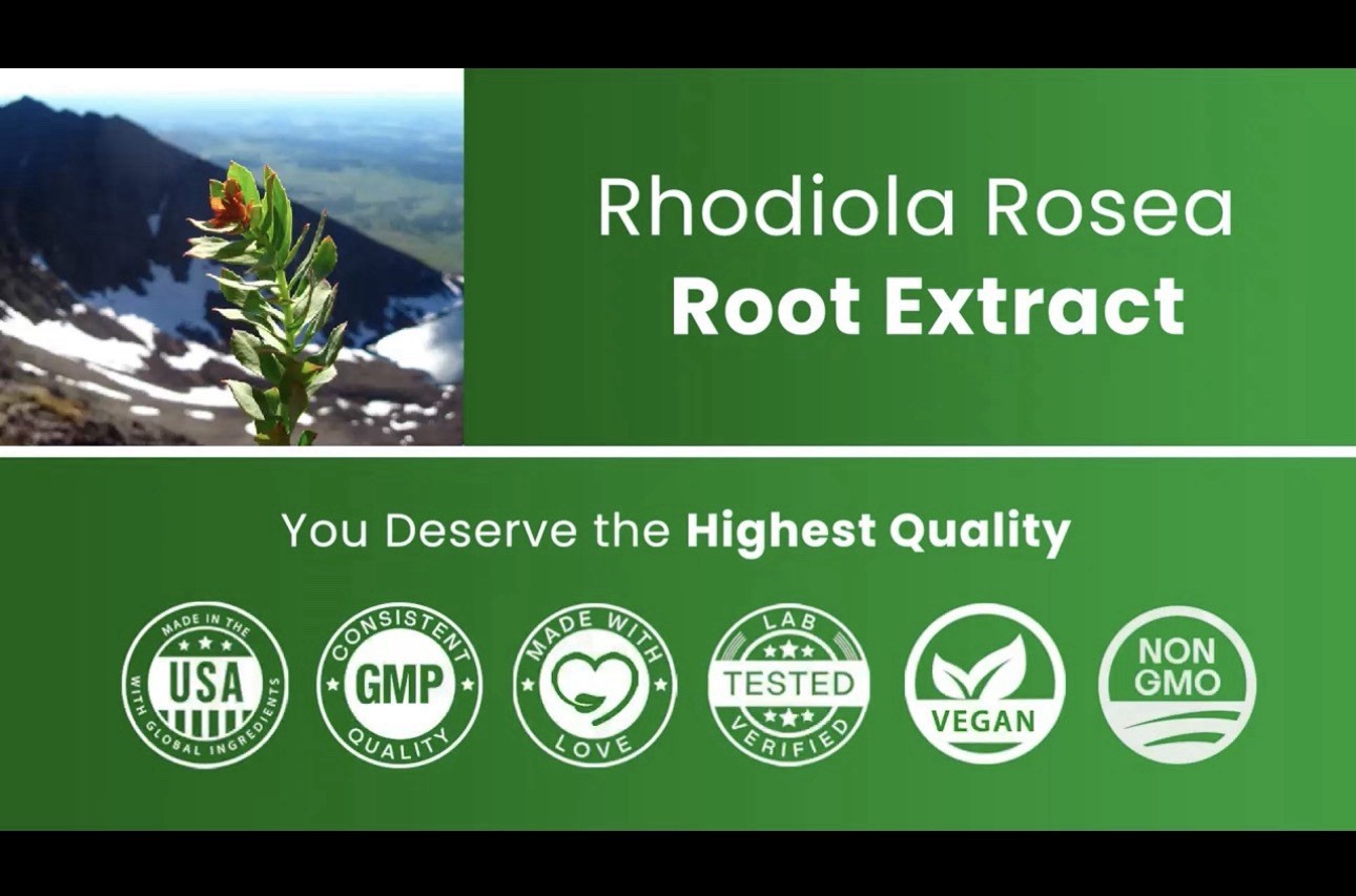 Nutra Champs Rhodiola Rosea Root Extract 600mg 120 Caps Vegan Non-GMO Keto