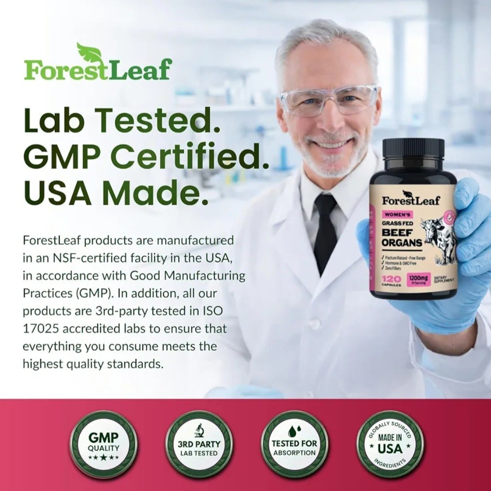 ForestLeaf Beef Organ Supplement for Women Grass Fed Complex 1200mg Women’s 120c