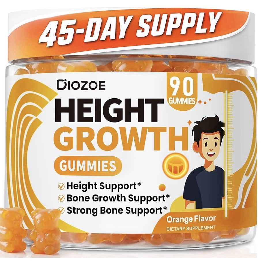 Biozoe Height Growth Gummies Orange Flavor 90 Count for Teens Bone & Joint