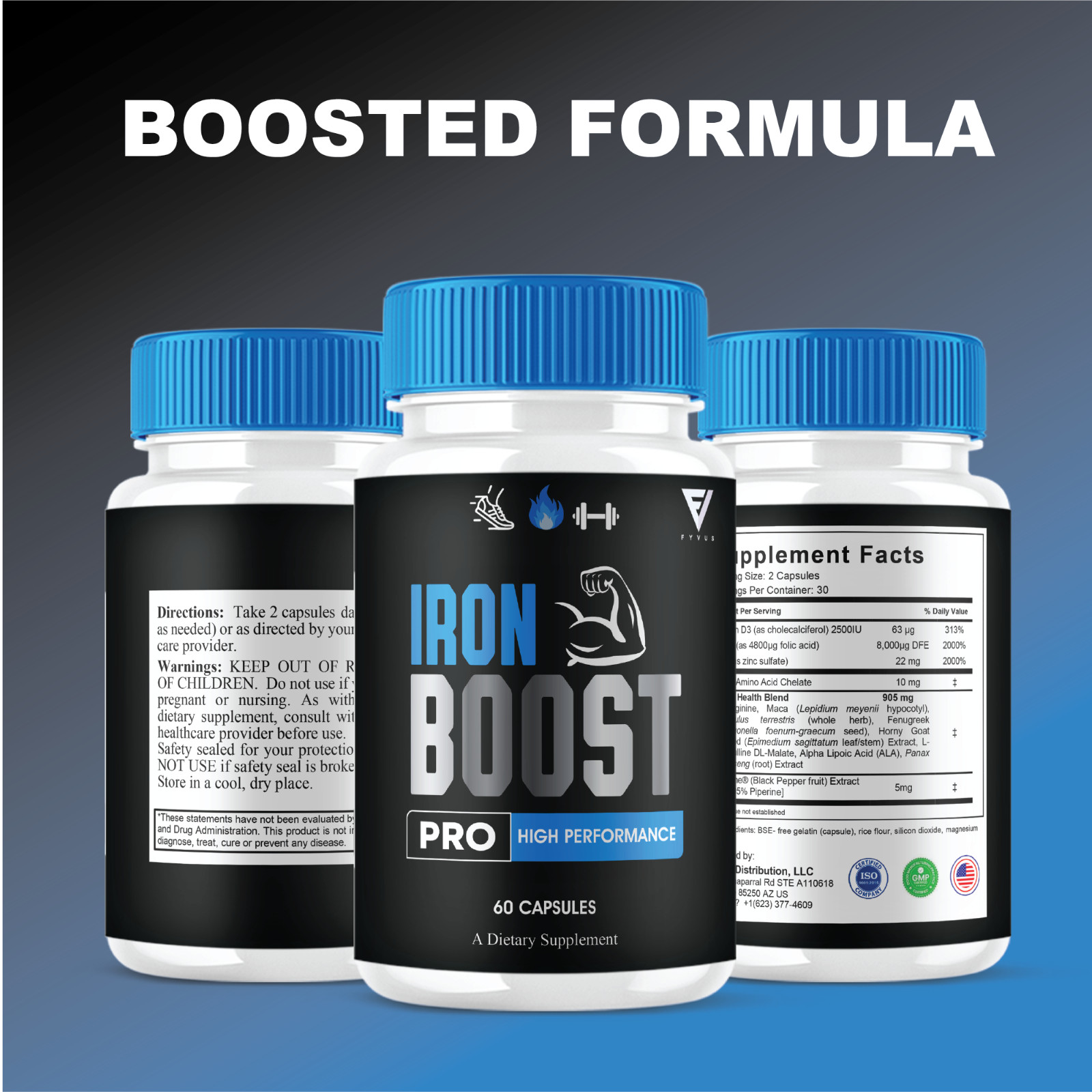 Iron Boost Pro High Performance Supplement, IronBoost (60 Capsules)