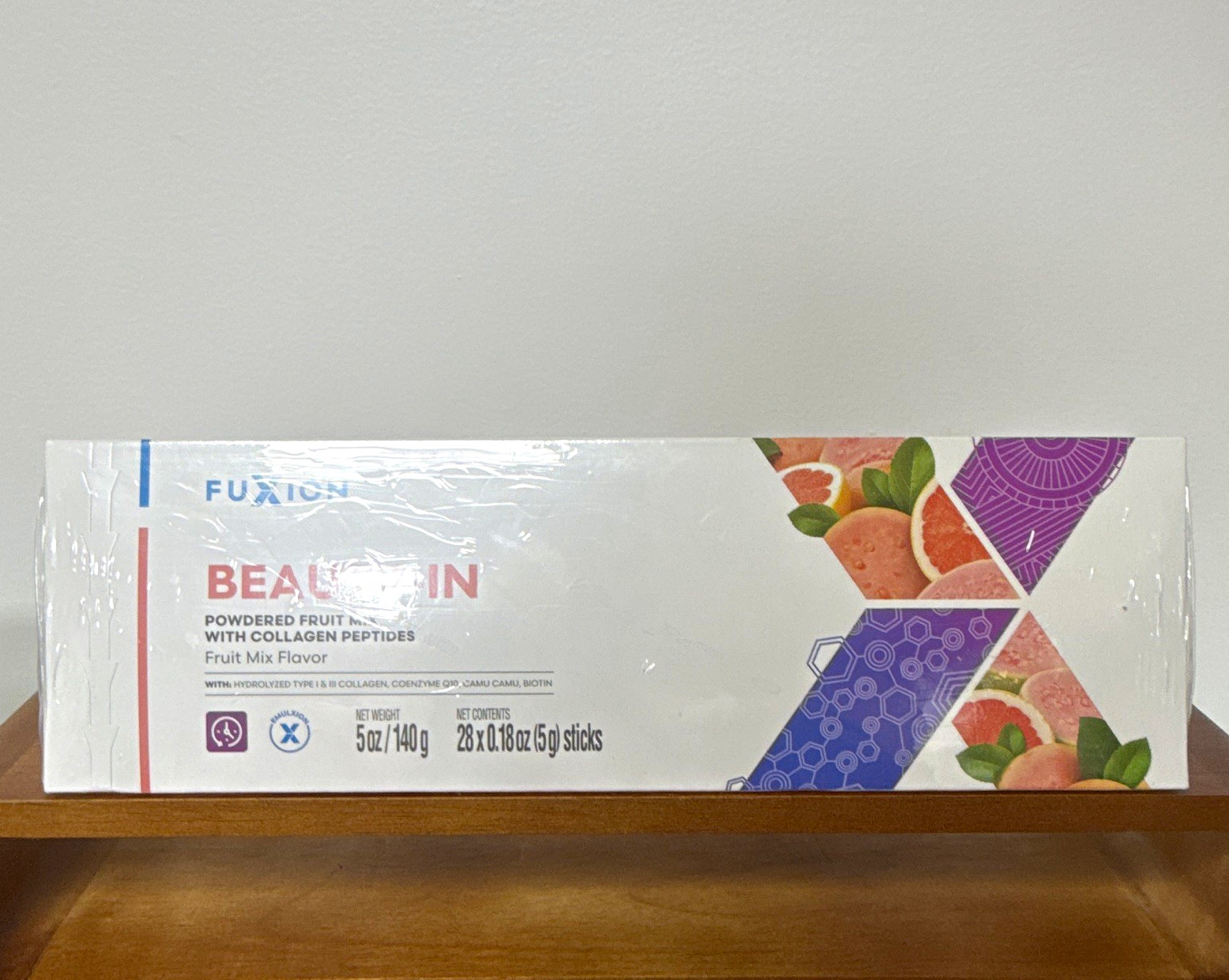 Fuxion Beauty-In Collagen Peptides Powdered Fruit Mix CoQ10 Biotin 28 Sticks