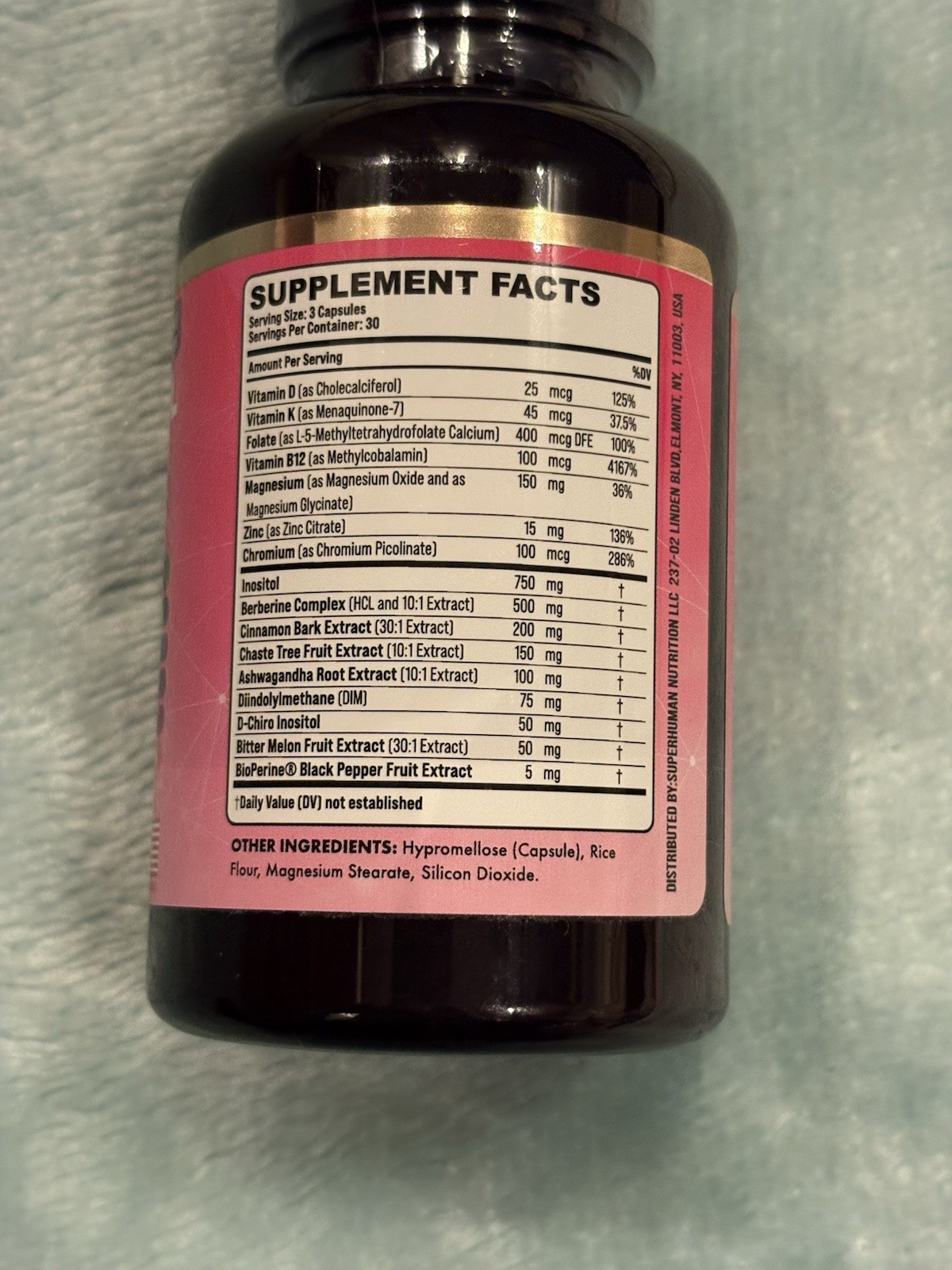Parrox Myo-Inositol D-Chiro Inositol Berberine Vitamin D3 K2 90 Capsules