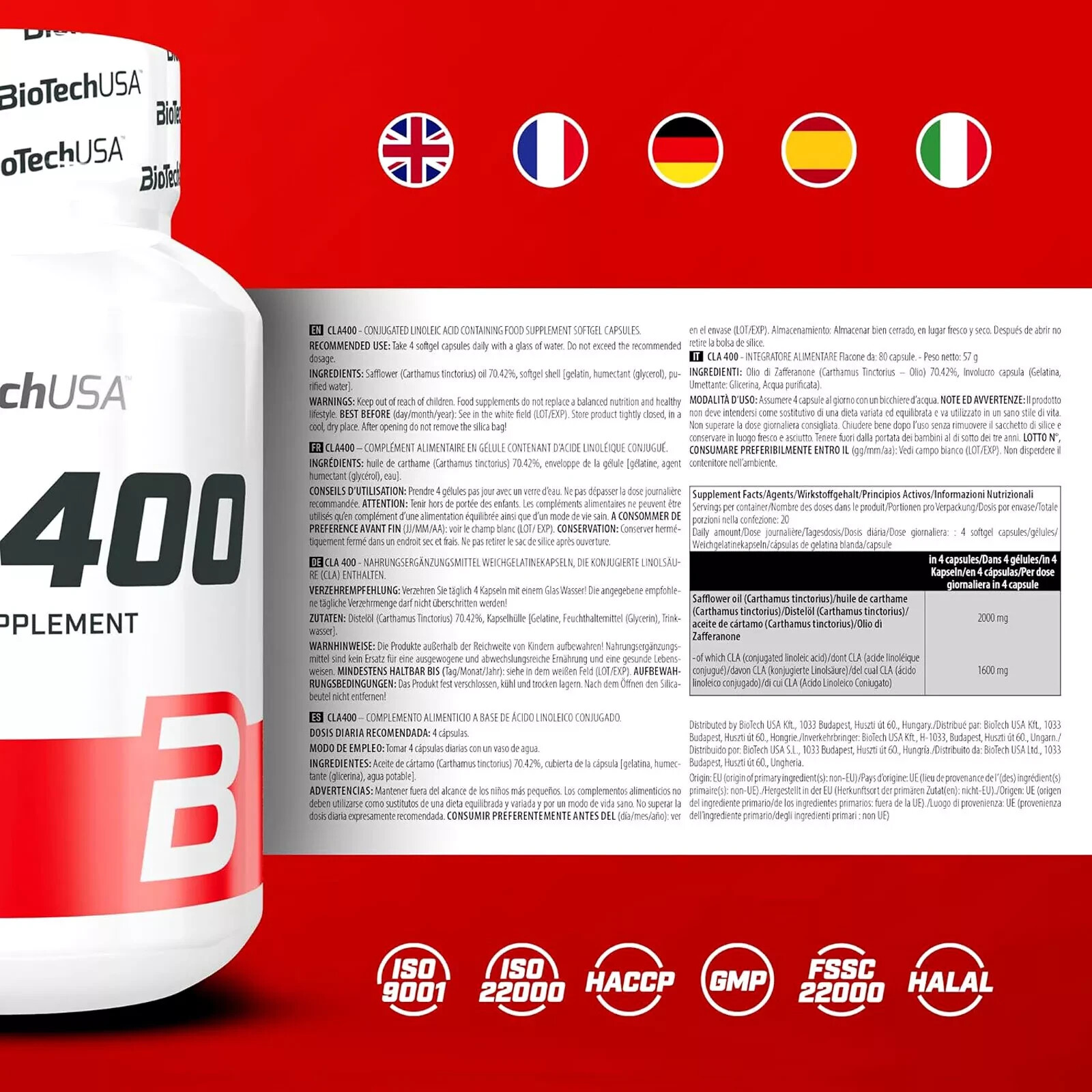 CLA 400 – 80-240 Capsules – Support fat loss, Better muscle definition, mebolism