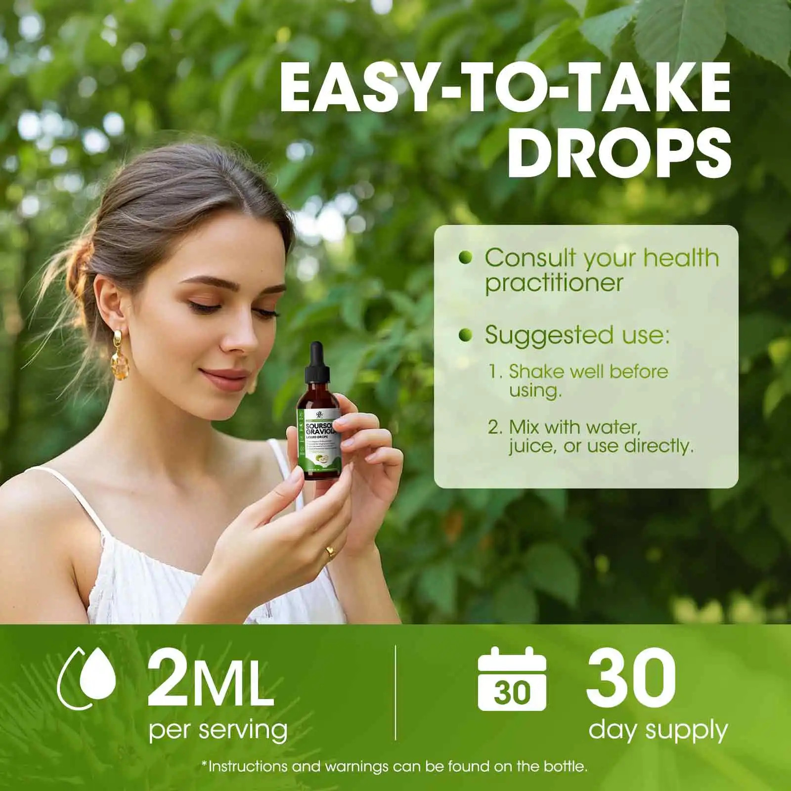 1 Bottle Soursop Graviola Liquid Drop for Immune and Gut Health Support