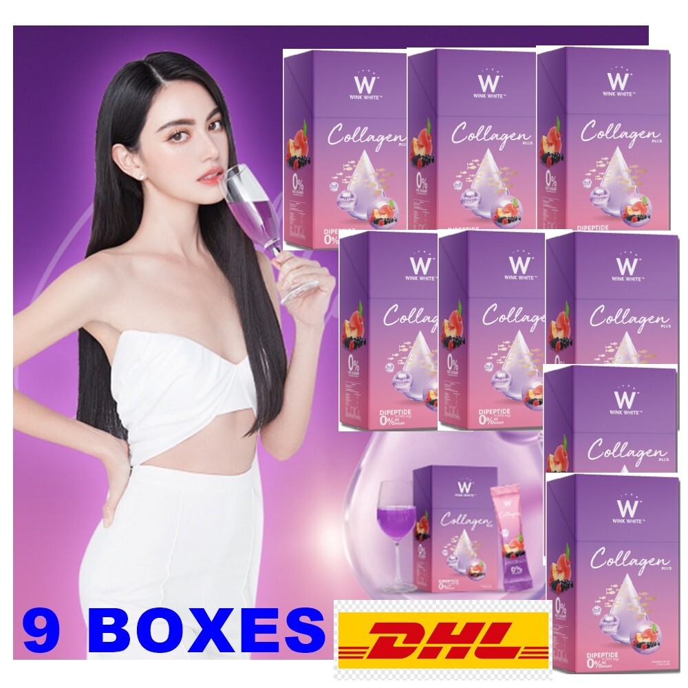 9X W Collagen Plus Wink White Drink Powder Anti Aging Brightening Hair Nails Ski