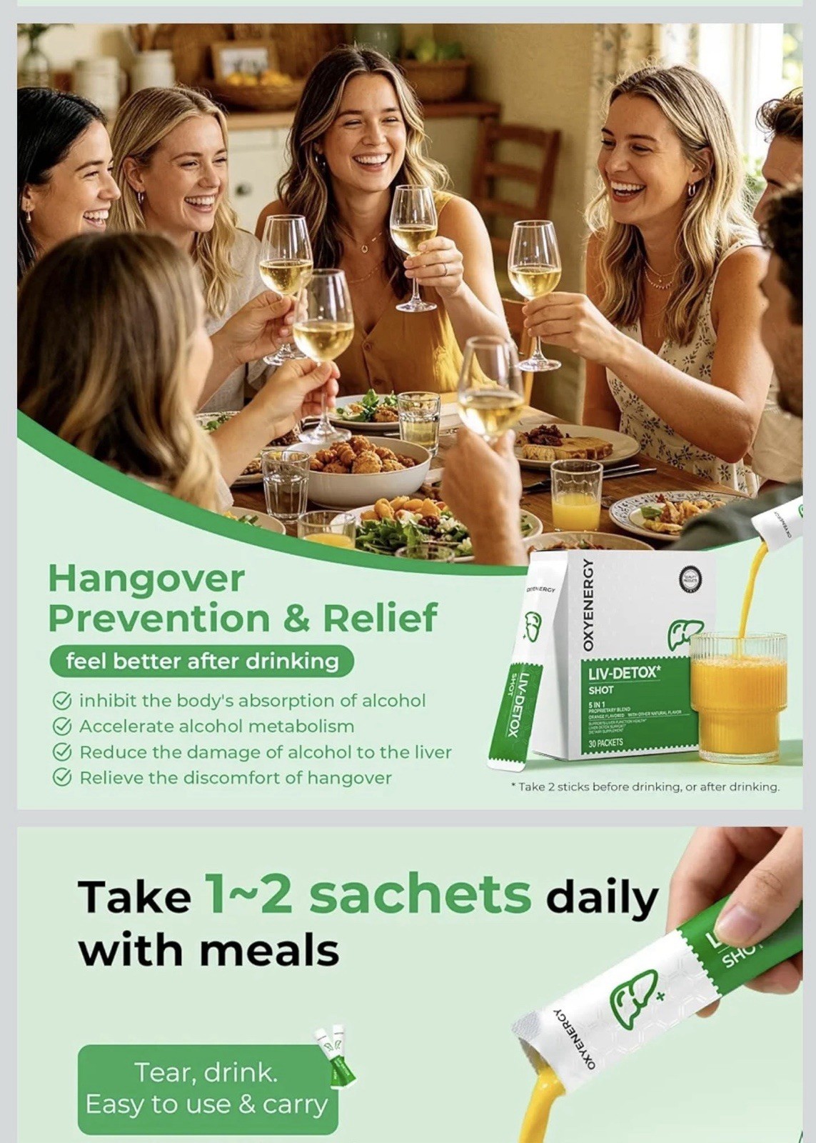 OXYENERGY LIV-DETOX Shot Orange Flavor Vegetarian Liver/Hangover Support 30 Pk