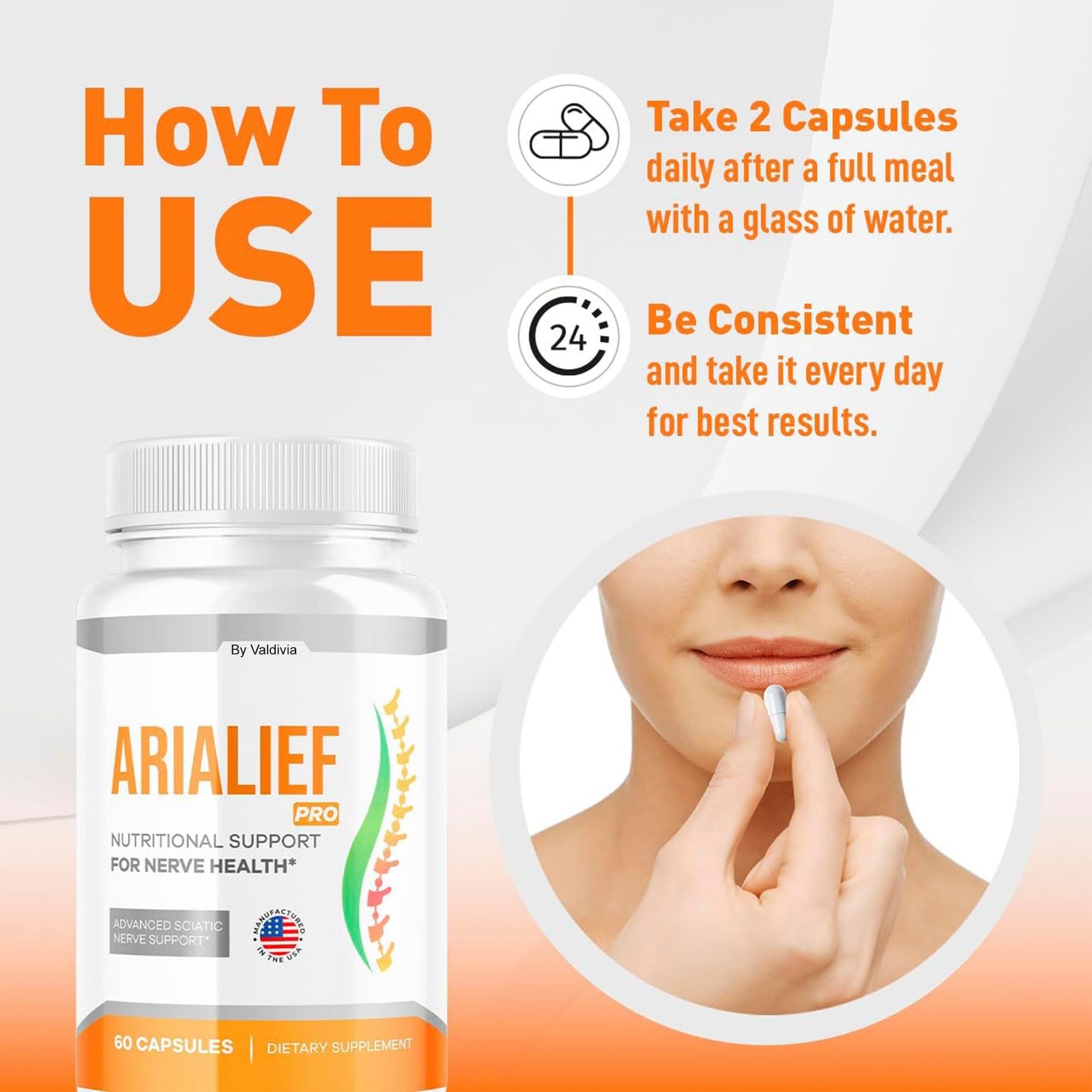 Valdivia Arialief 60 Capsules Nerve Support Supplement Made in USA Nerve Health
