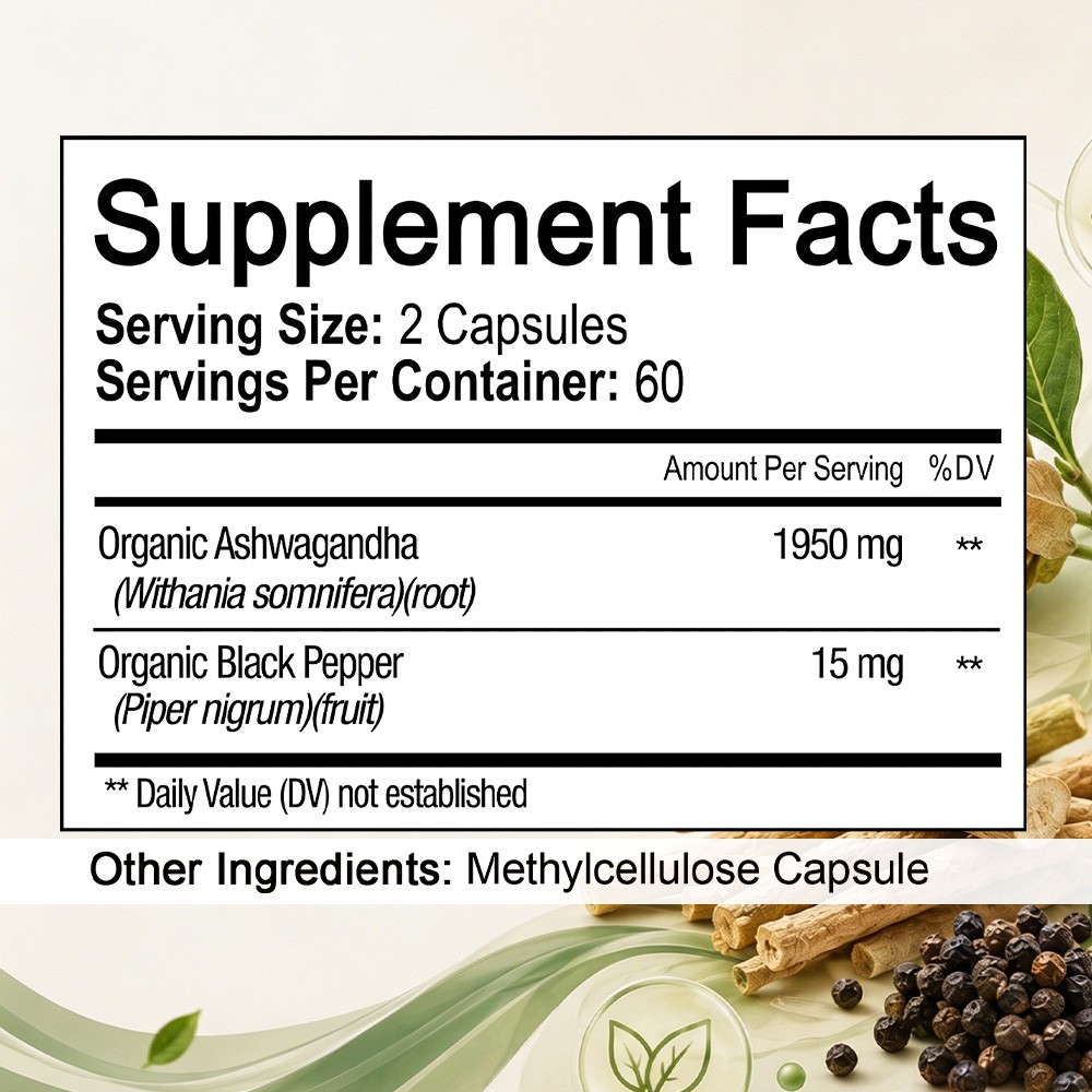 Yunkeblue Organic Herb Root Caps 1950mg with Black Pepper For Healthy Mood 120CT