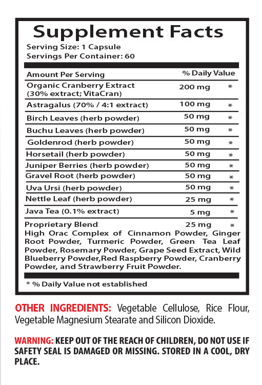 urinary tract health – KIDNEY SUPPORT FORMULA 700MG – natural antioxidants 1B