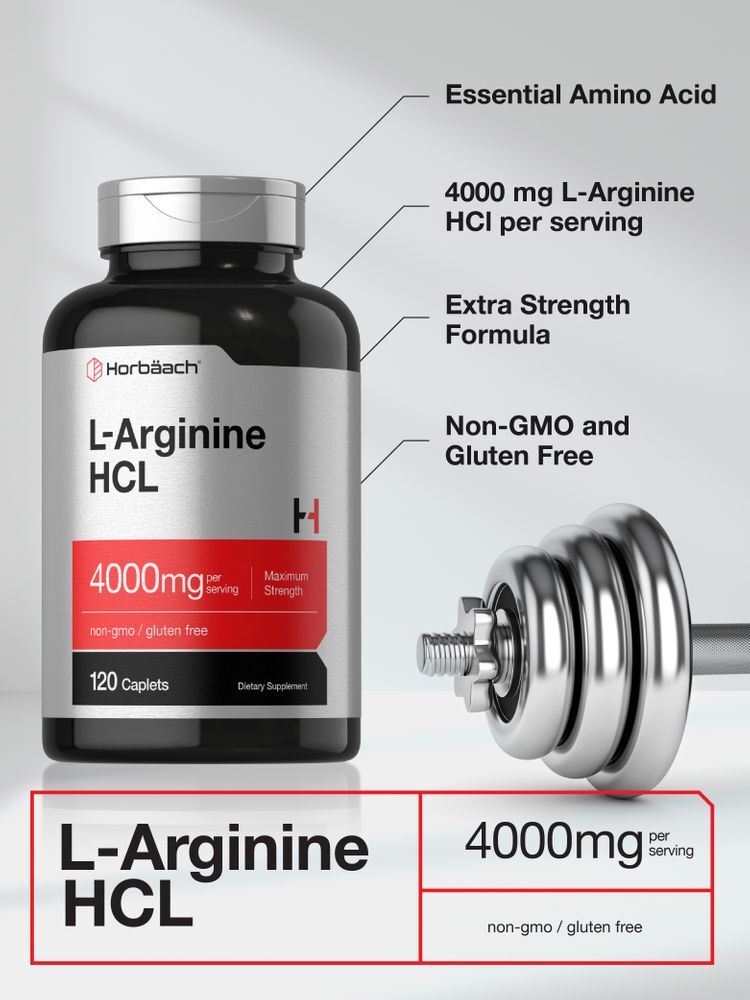 L Arginine 4000mg | 120 Caplets | Max Strength | Vegetarian | by Horbaach