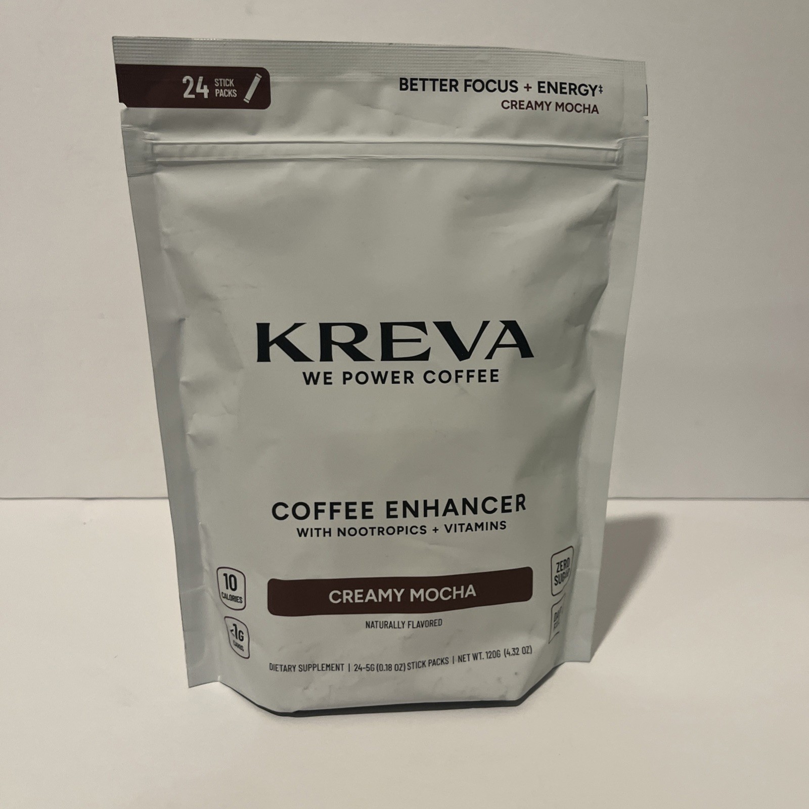 Kreva Creamy Mocha Coffee Enhancer with Nootropics & Vitamins Variety Pack 24pk