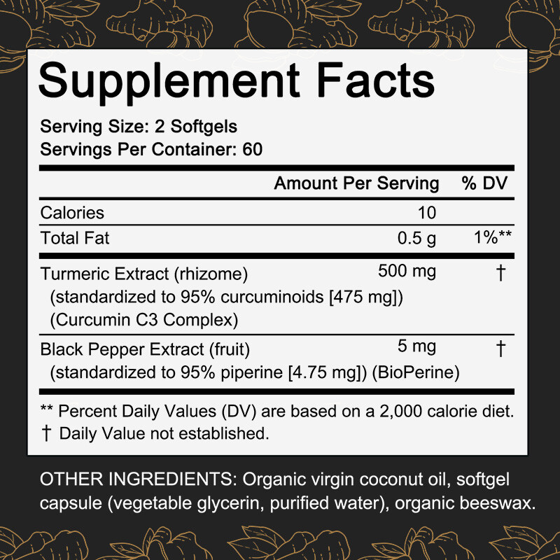 Turmeric and Black Pepper 500 mg – Bone Joint Support Capsules