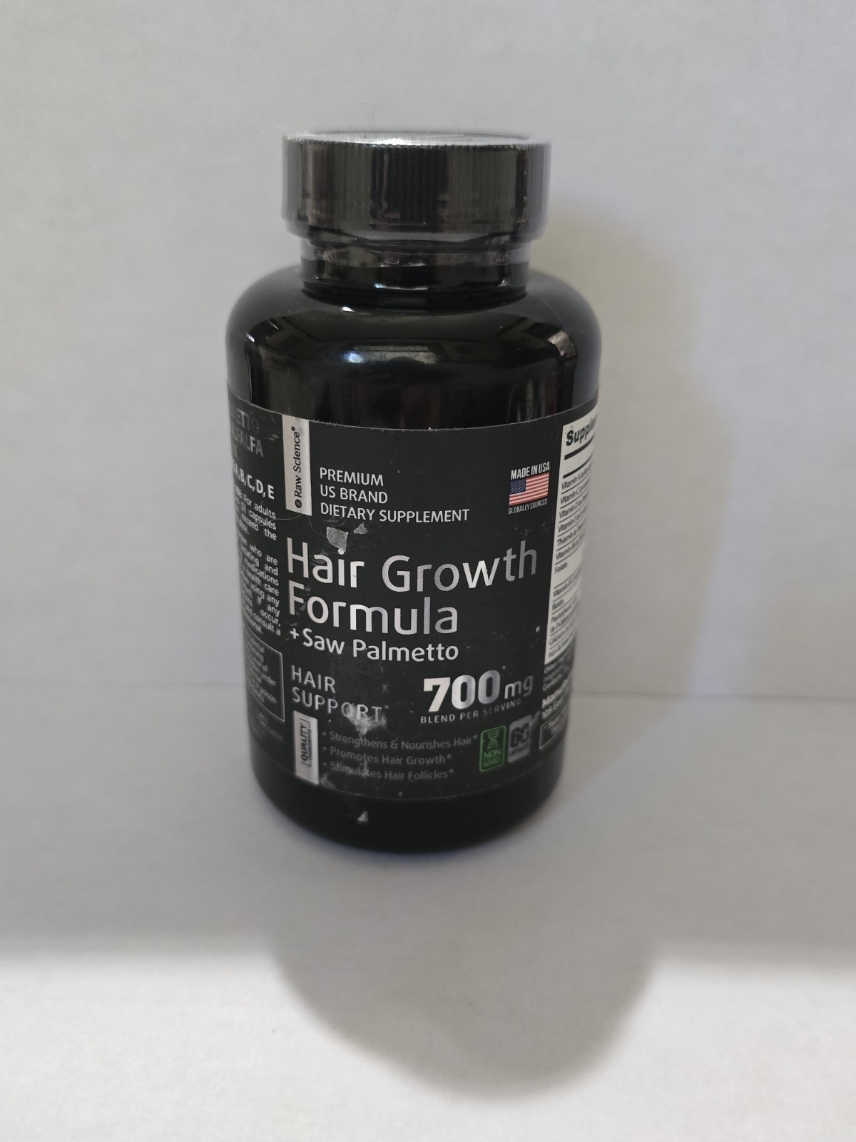 Raw Science Hair Growth Formula Saw Palmetto 700 mg 60 caps Exp: 05/2027