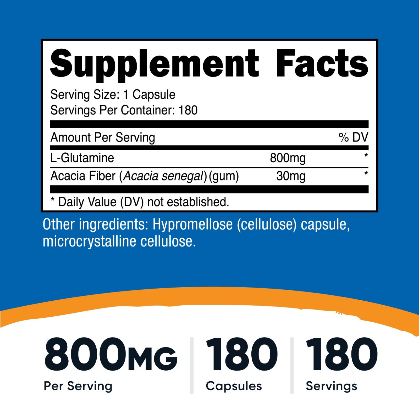 Nutricost L-Glutamine 800mg, 180 Capsules – Gluten Free, Non-GMO, High Quality