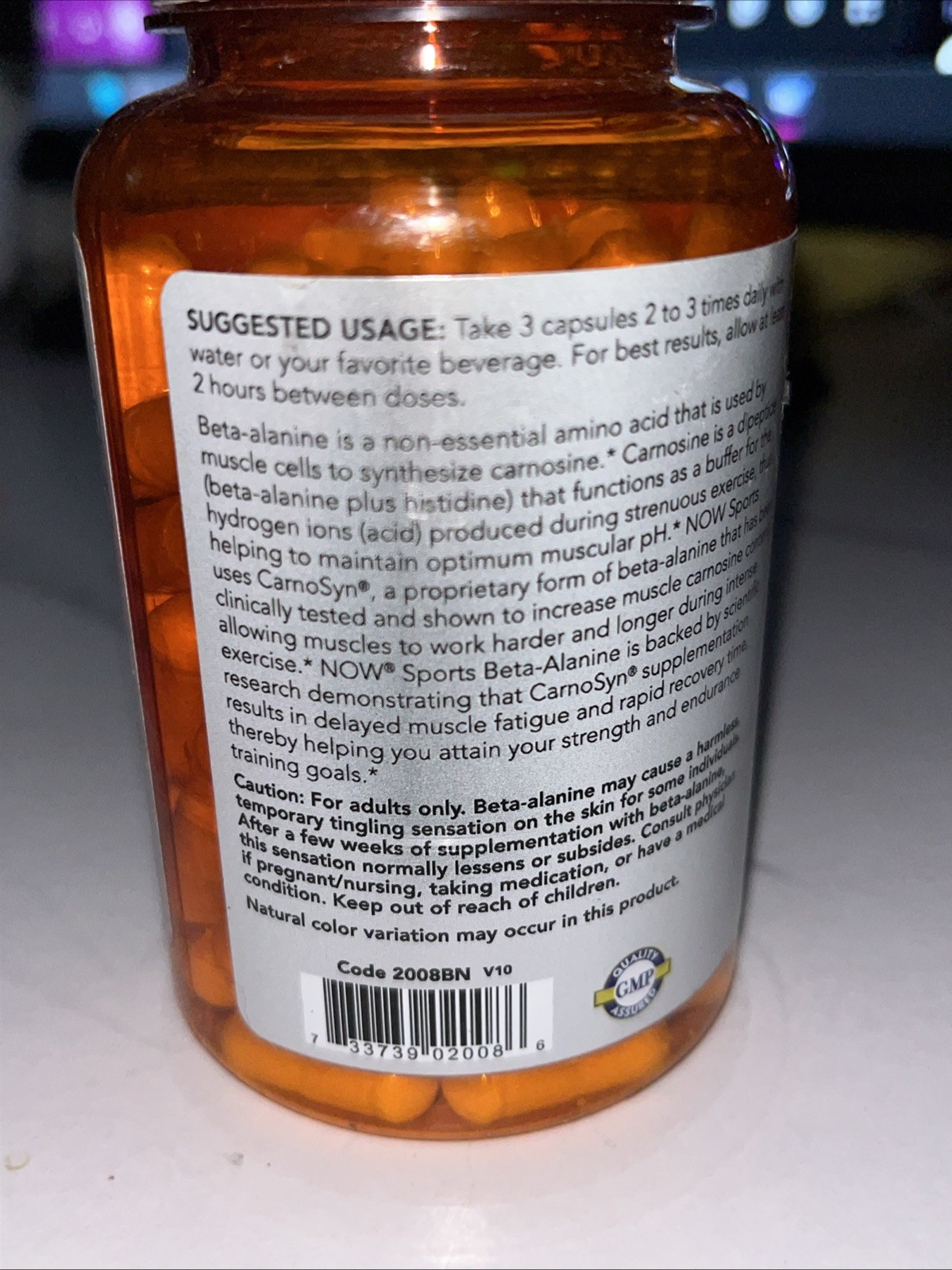 NOW FOODS Beta-Alanine 750 mg 120 Veg Capsules Exp 11/29
