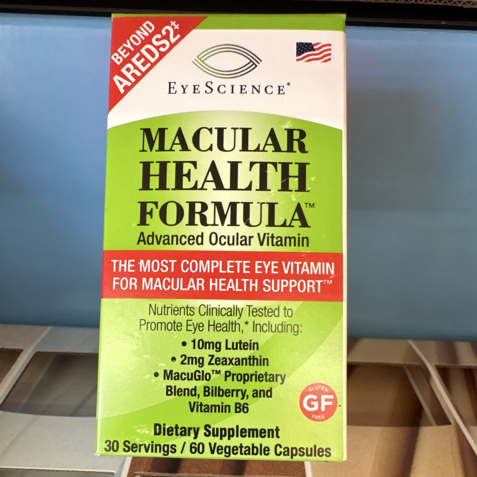 EyeScience Macular Health Formula Eye Vitamin 60 Capsules Gluten-Free Lutein