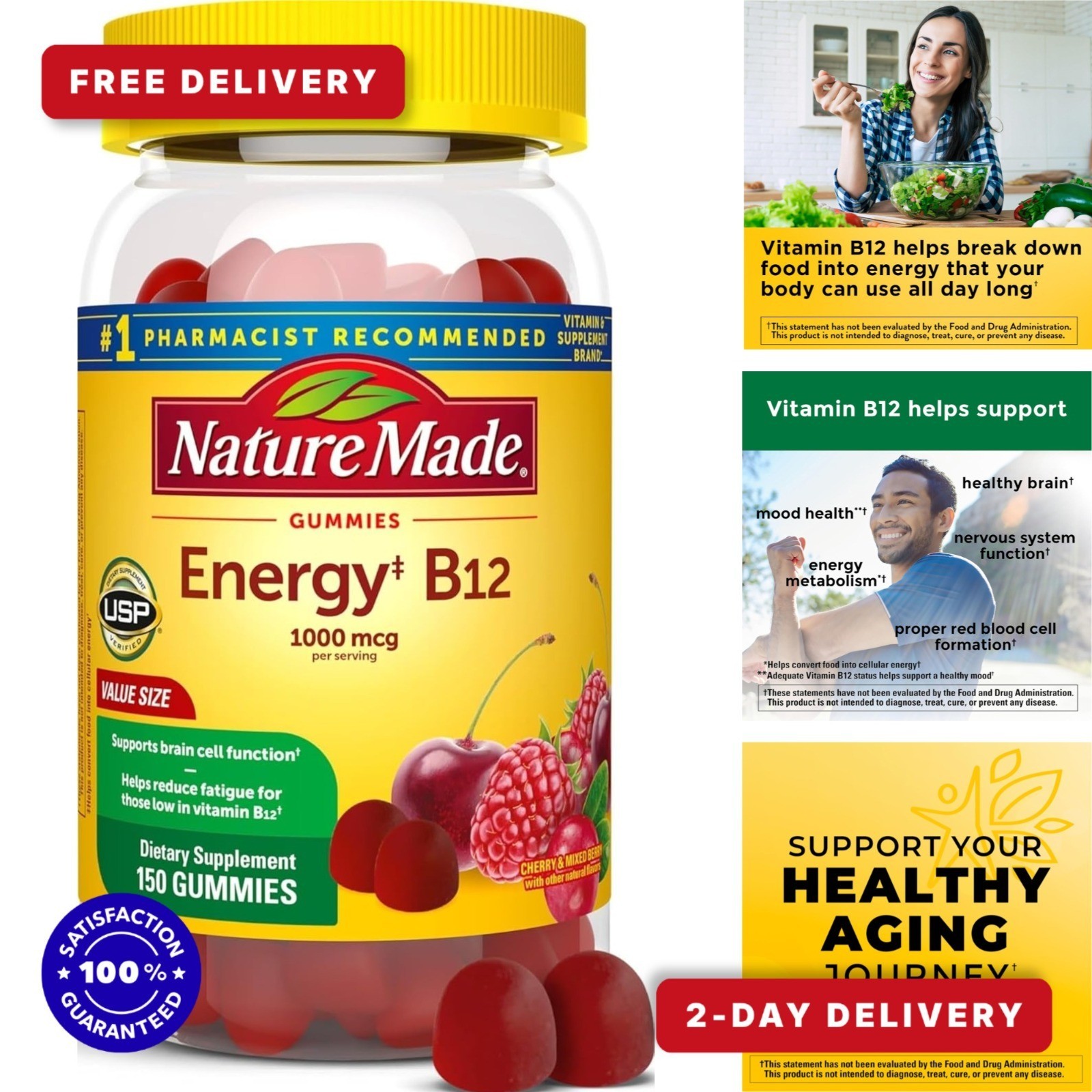 Nature Made Vitamin B12 Gummies 1000 mcg, 150 Count, Energy Support