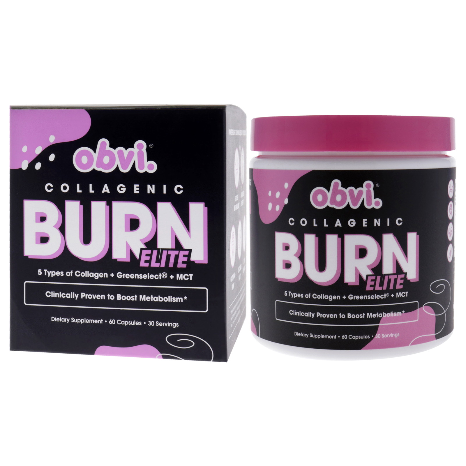 2 Pack Collagenic Burn Elite by Obvi for Unisex – 60 Count Dietary Supplement