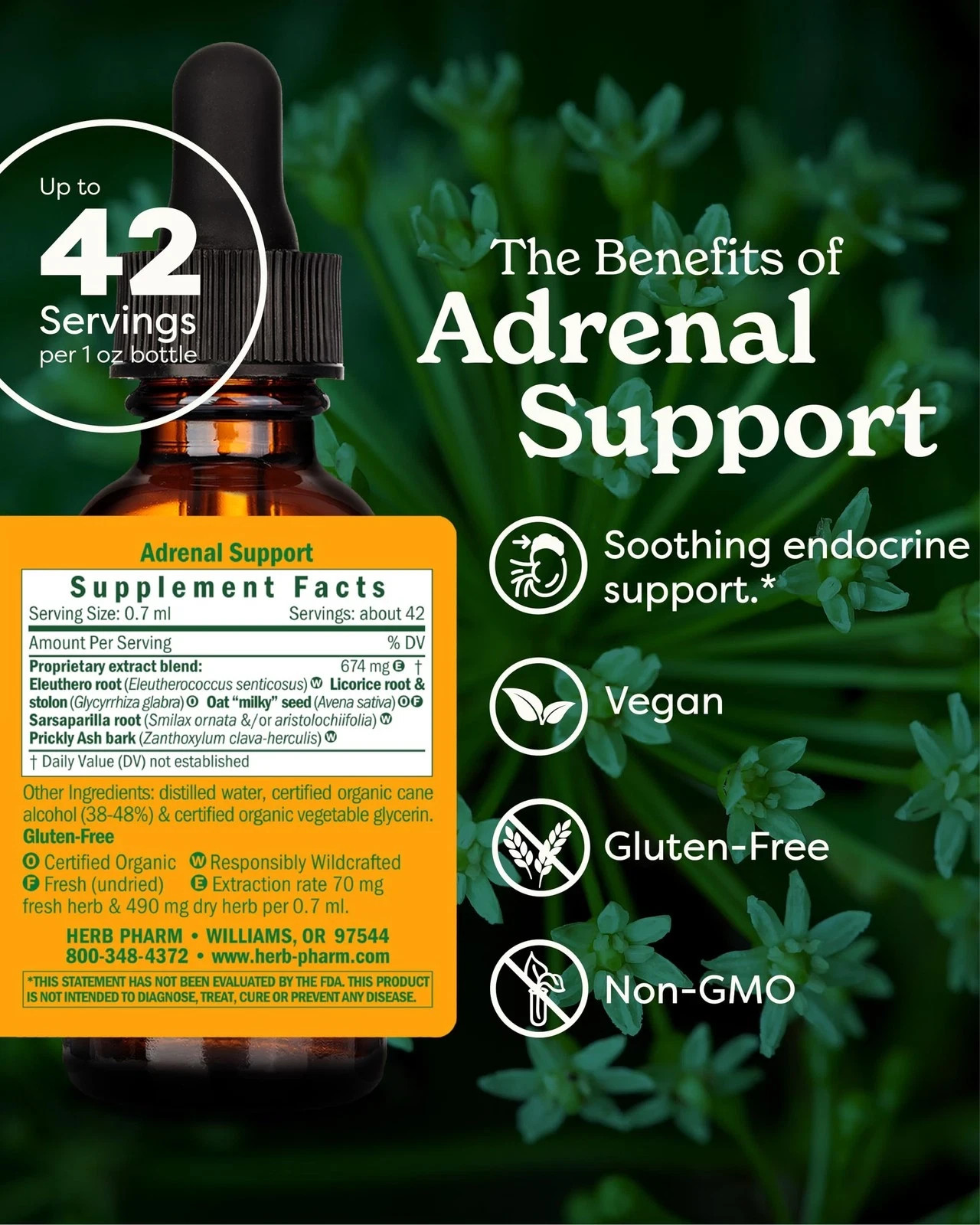 Herb Pharm Adrenal Support Liquid Herbal Formula with 1 Fl Oz (Pack of 1)