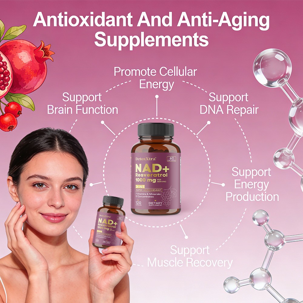 24in1 Resveratrol Formula-1000mg Per Serving for Longevity&Vitality 30~120 Caps