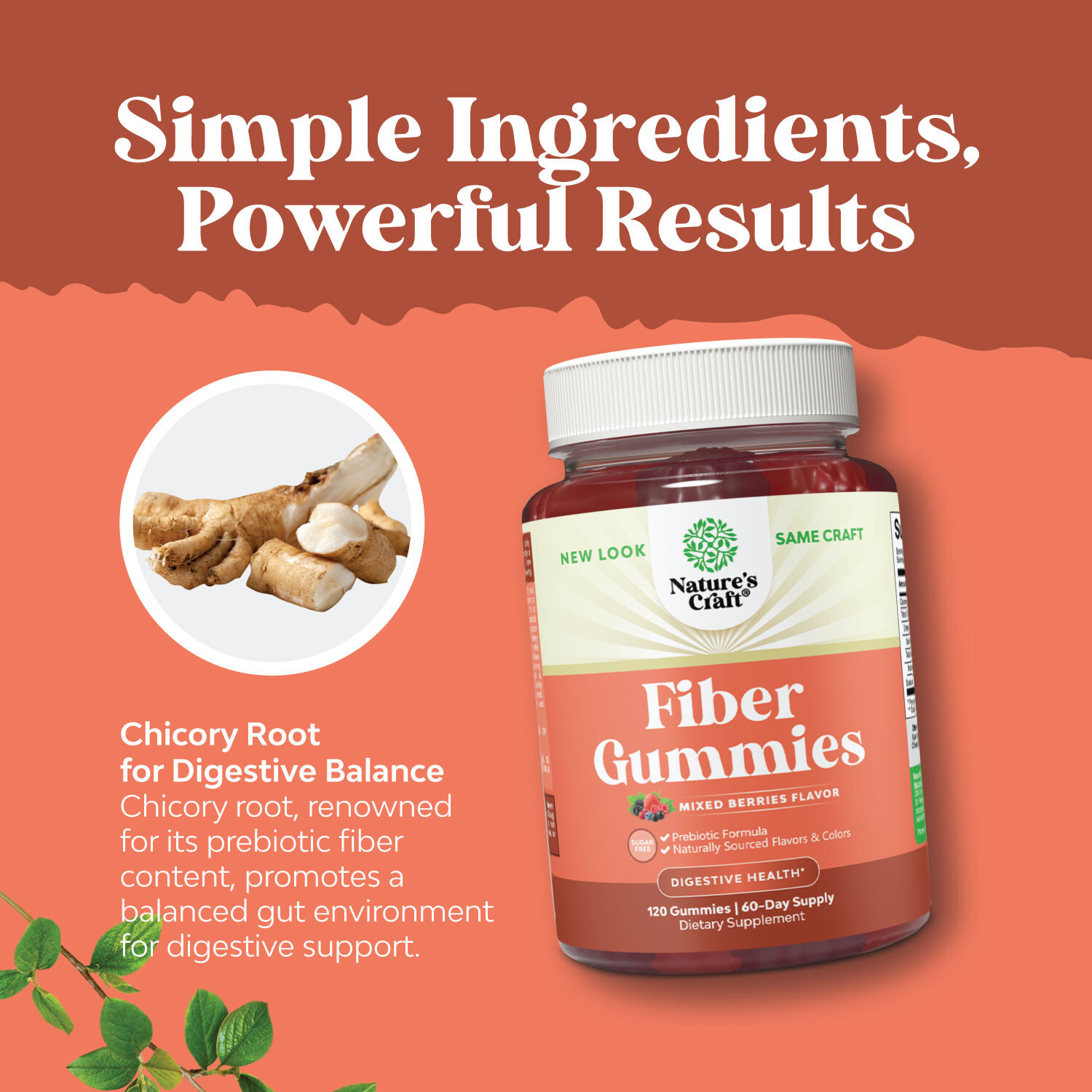 Sugar Free Fiber Gummies for Adults – High Fiber Supplement with Prebiotic 120ct