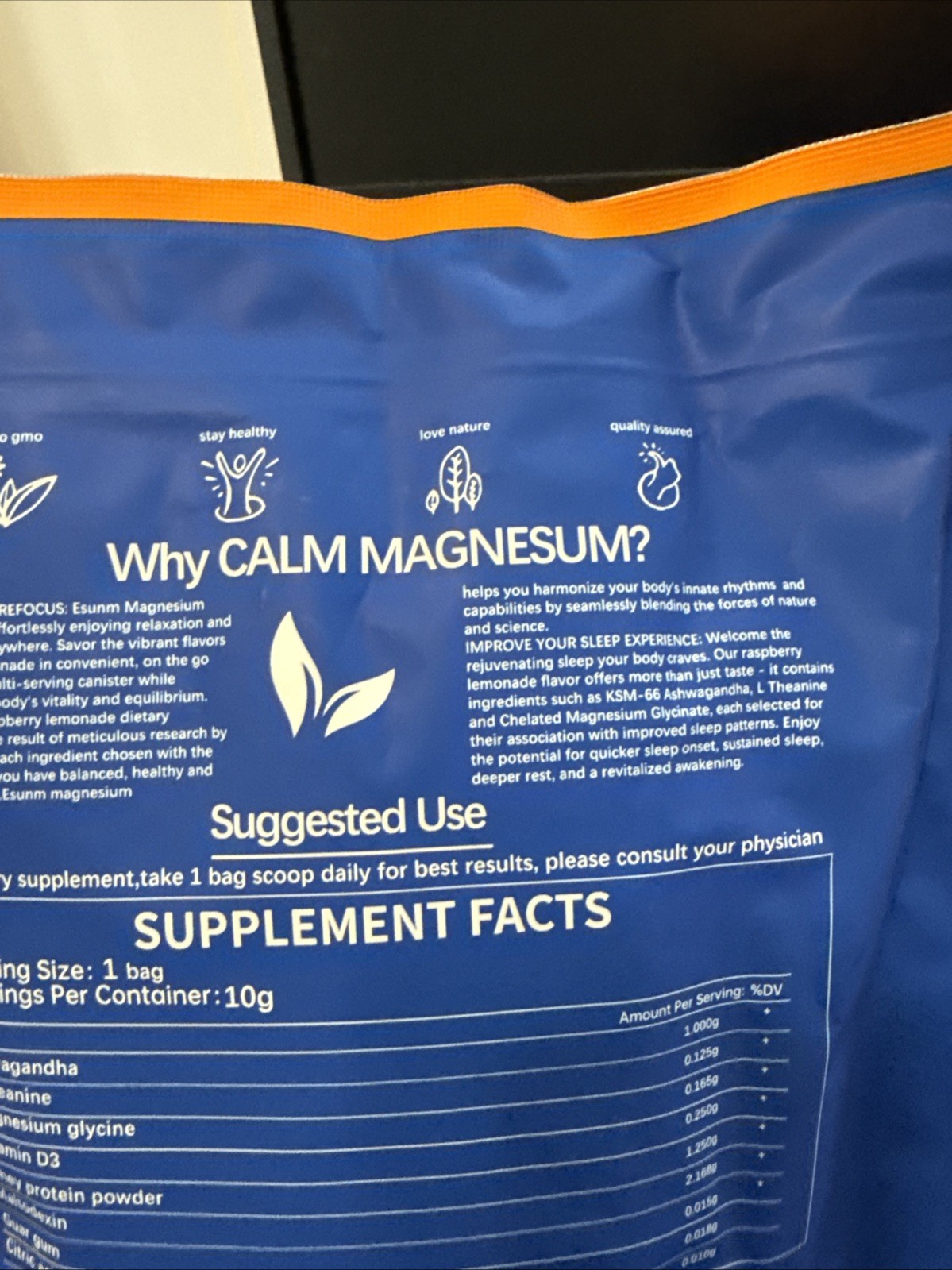 New ESUNM Calm Magnesium Raspberry Lemonade Drink Mix Stress Relief 20 Packets