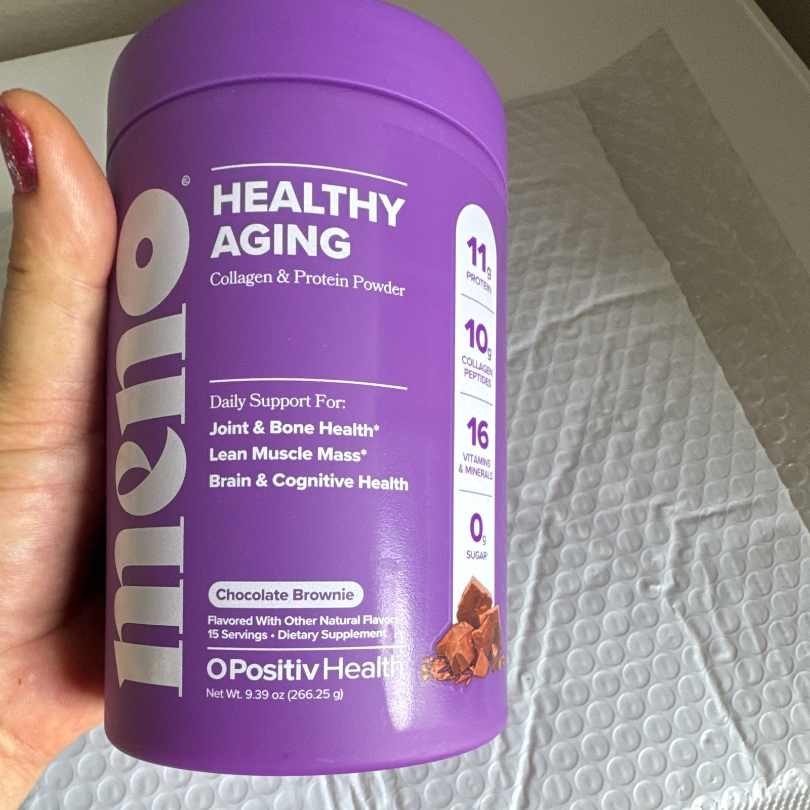 mēno Collagen & Protein Powder Chocolate Brownie 0g Sugar Anti-Aging 9.39oz