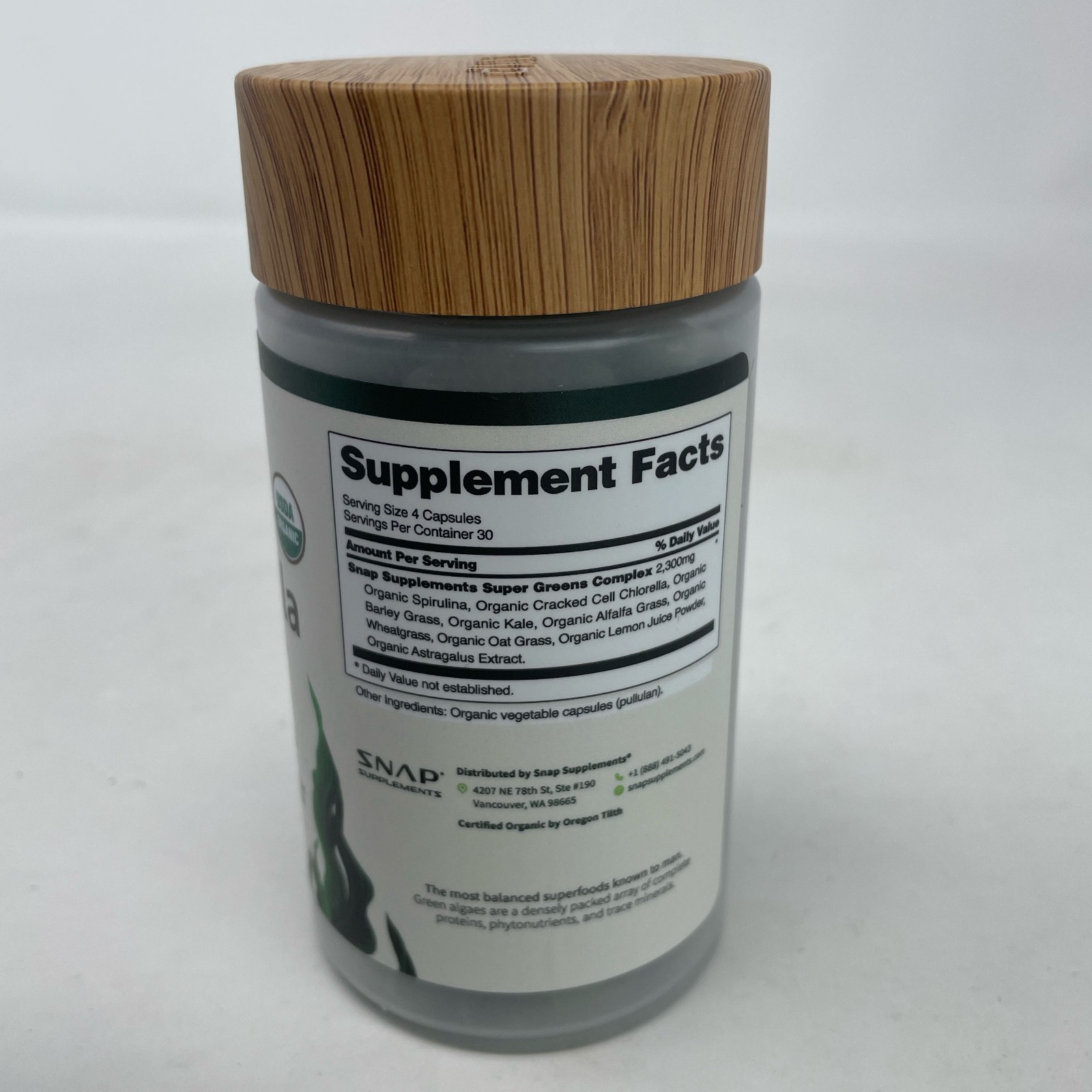 SNAP Supplements Organic Spirulina & Chlorella, Green, 120 Caps