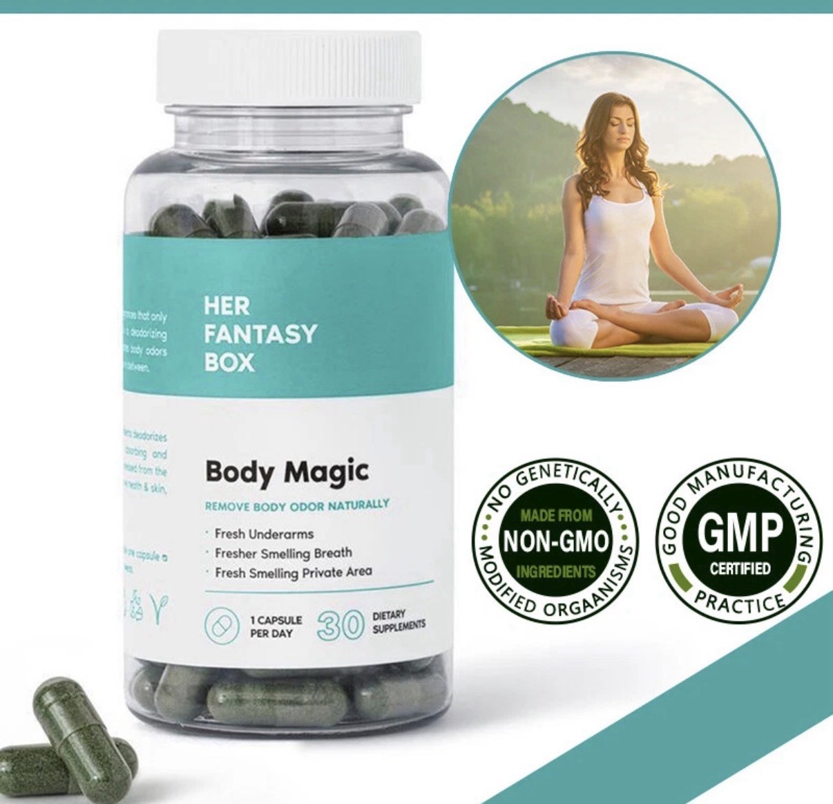 Her Fantasy Box Intestinal Detox Capsules, Parsley & Peppermint, 30 Count