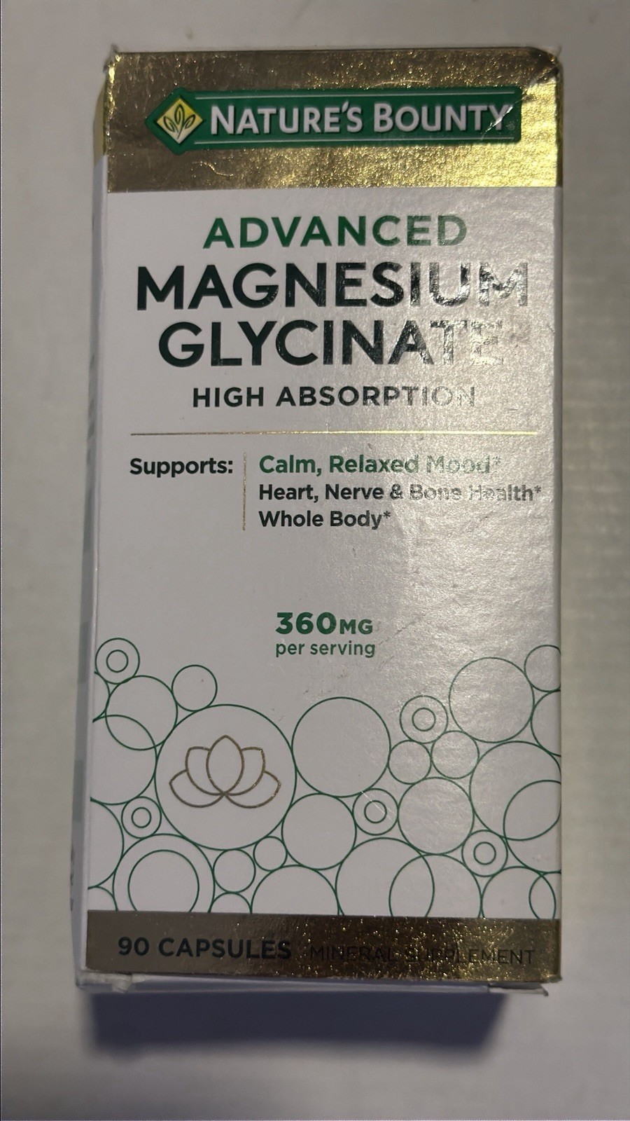 Nature’s Bounty Magnesium Glycinate 360mg 90 Capsules Exp…03/2028