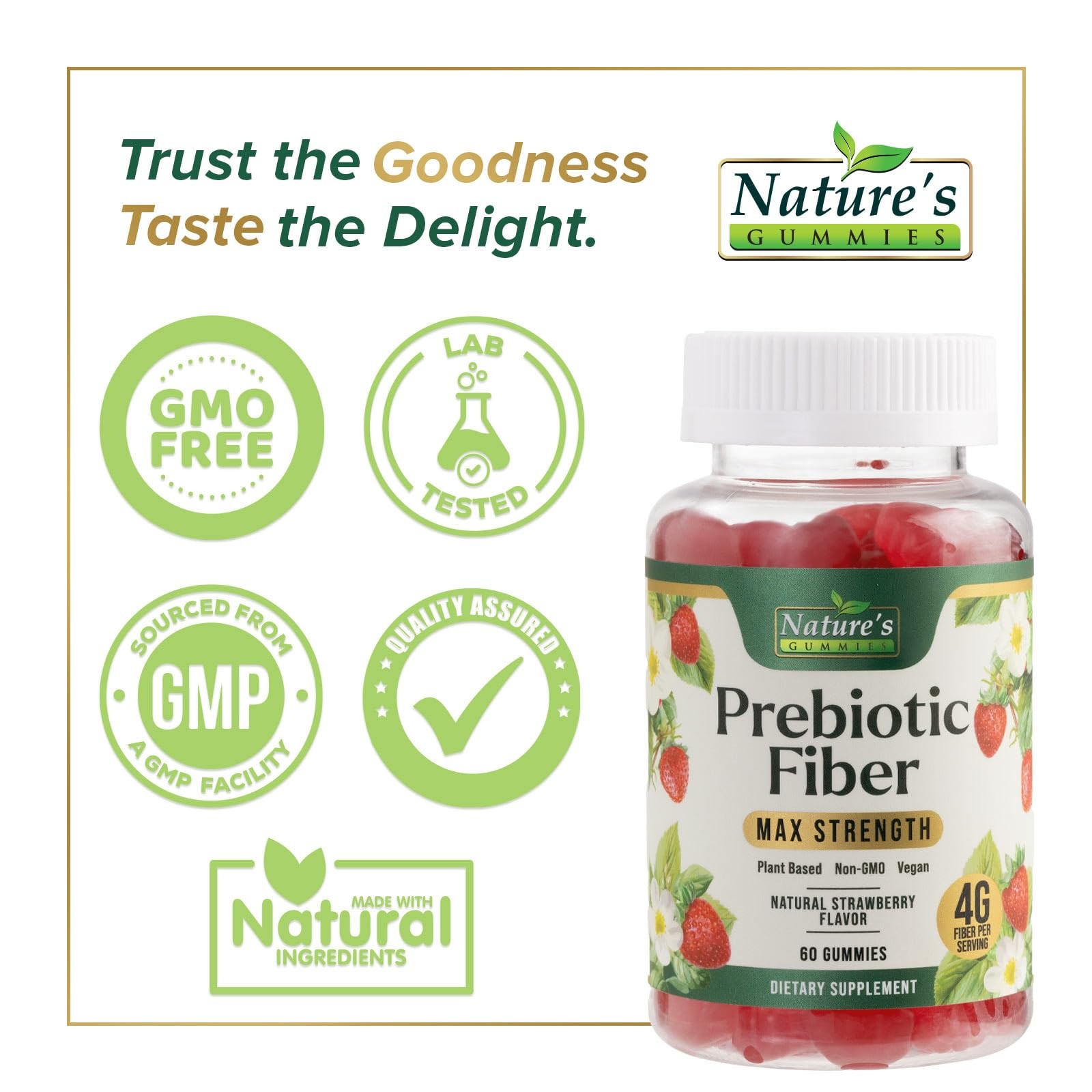 Nature’S Gummies Prebiotic Fiber Gummies – 4G Dietary Fiber Per Serving – Extra
