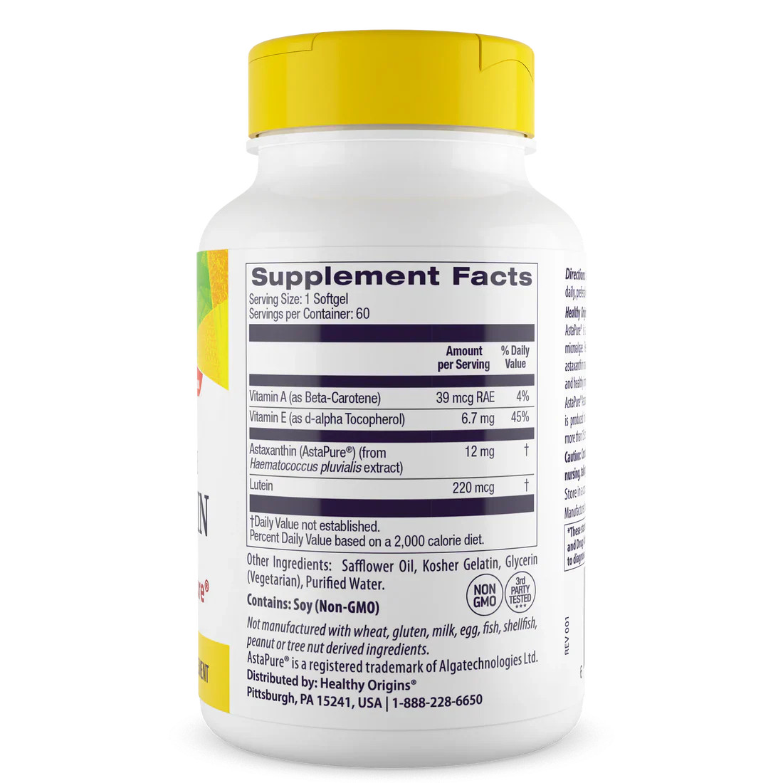 Healthy Origins Natural Triple Strength Astaxanthin 12 mg | 60 Softgels