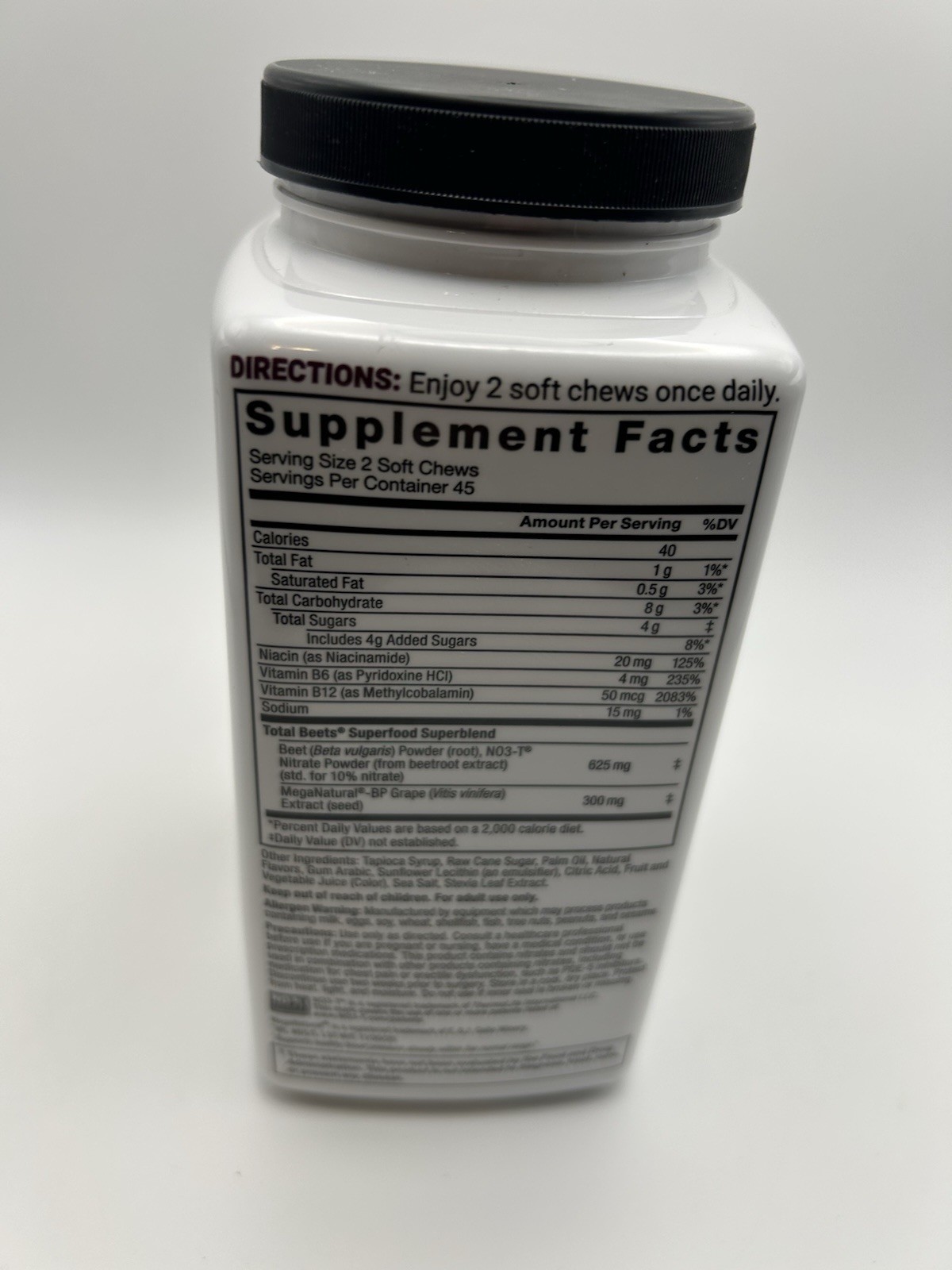 Force Factor Total Beets Soft Chews 90ct Nitric Oxide Superfood Exp 03/2028