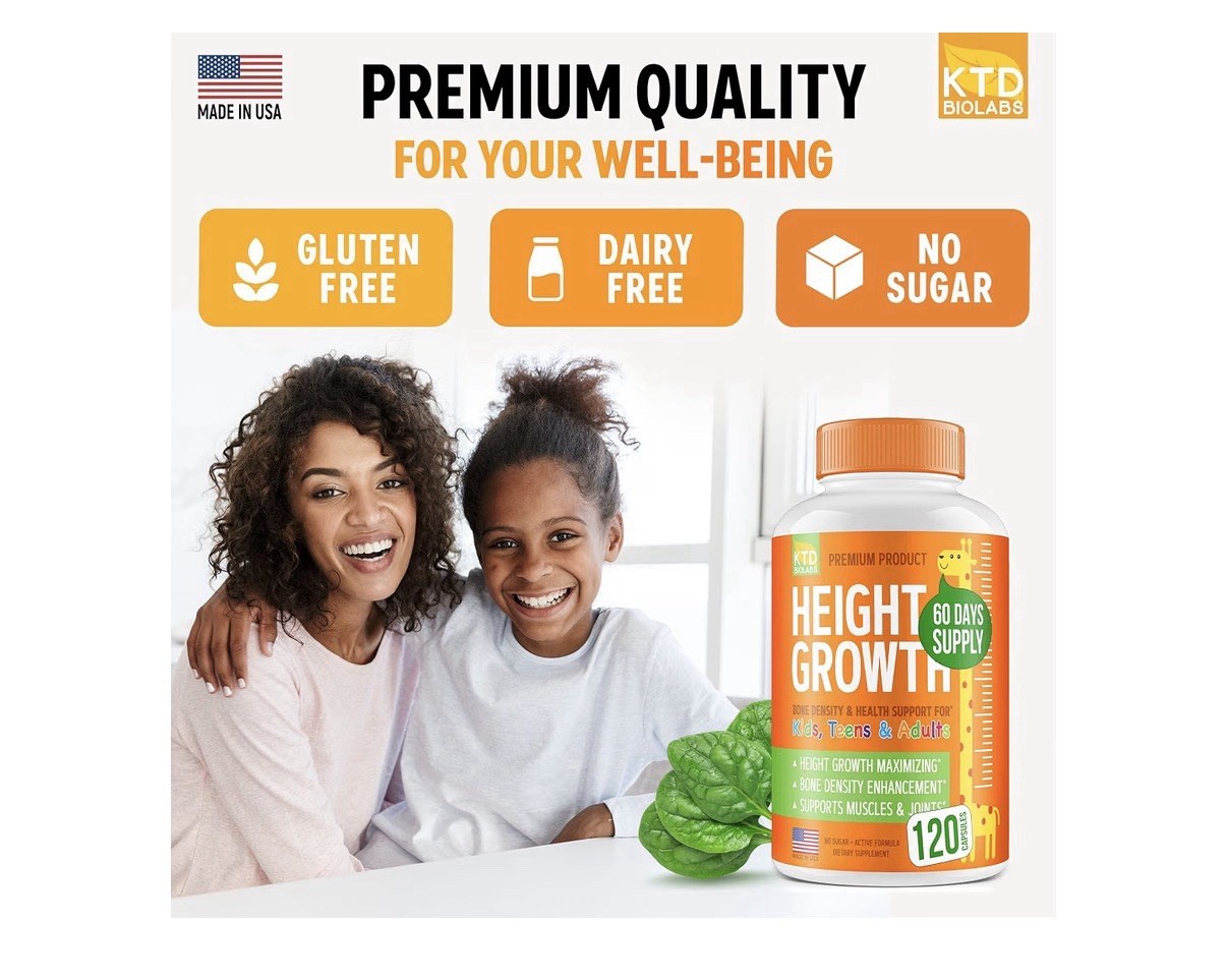 2 Pack KTD BIOLABS Height Growth Support Bone Density For Kids Teens And Adults