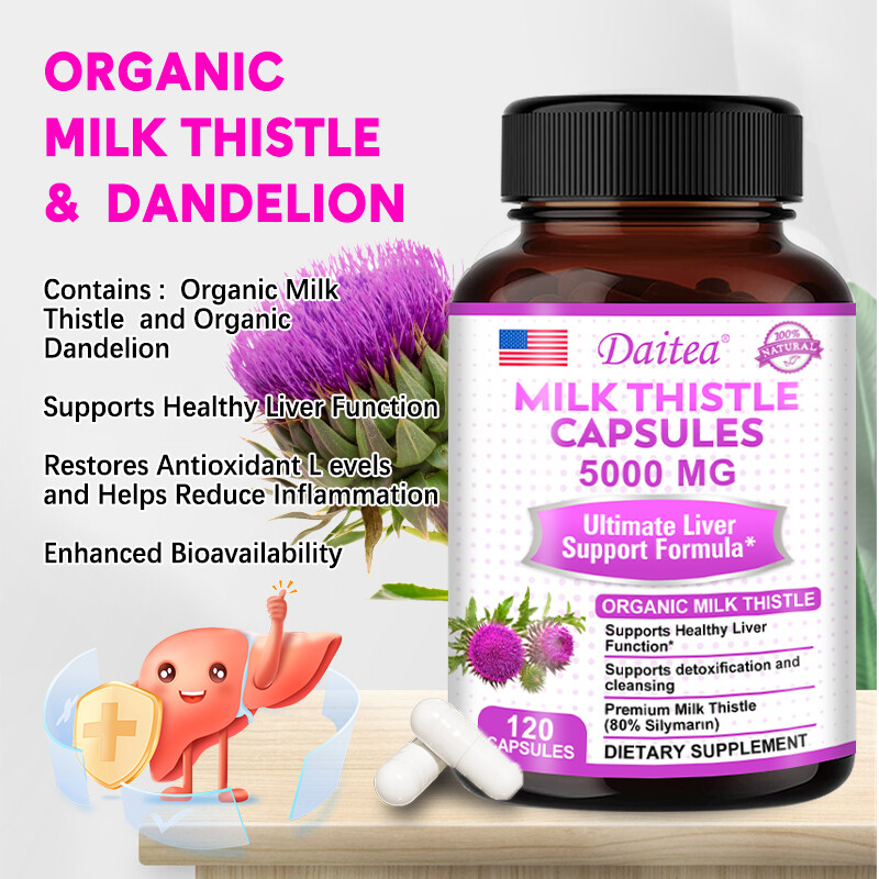 Milk Thistle Capsules 5000mg Silymarin liver cleanser liver detox cardio organic