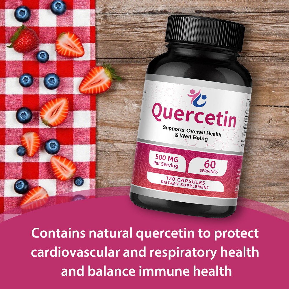 Quercetin 500mg Capsules Supports Respiratory Skin Health Antioxidant 120 Pills