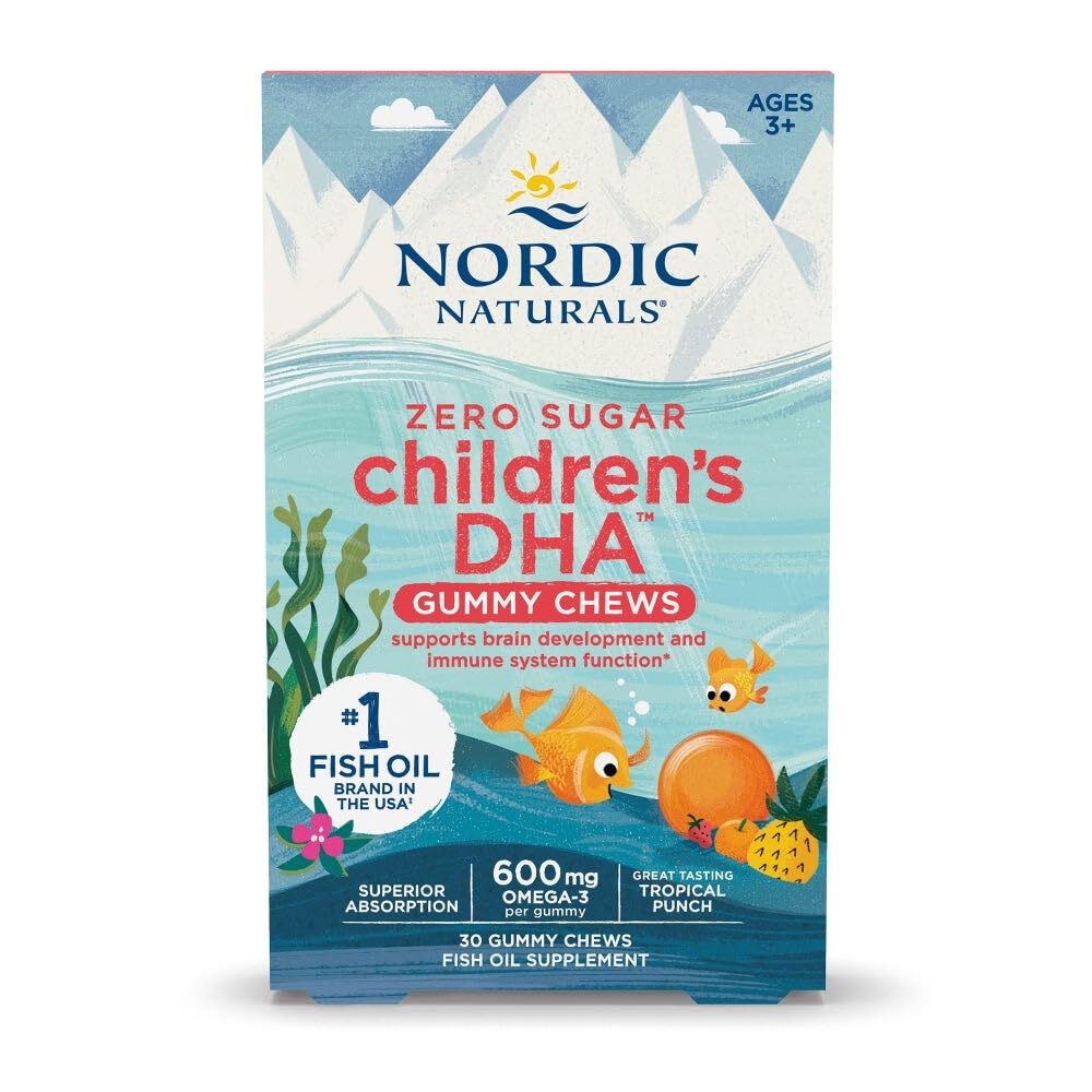 1/27 Nordic Naturals Zero Sugar Children’s DHA Gummy Chews, Tropical Punch – 30