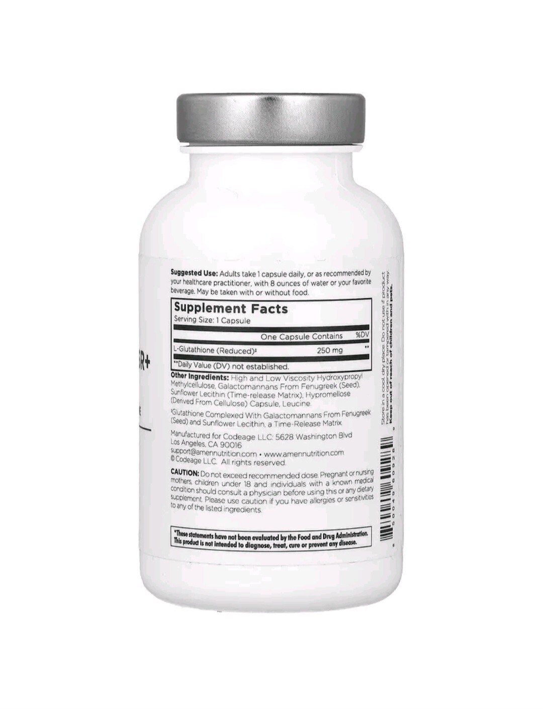Amen Glutathione-SR+, Sustained-Release L-Glutathione 60 ct EXP 09/2026