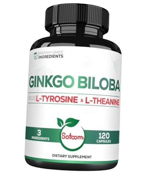 1000mg Ginkgo Biloba Supplements with L-Tyrosine, L 120 Count (Pack of 1)