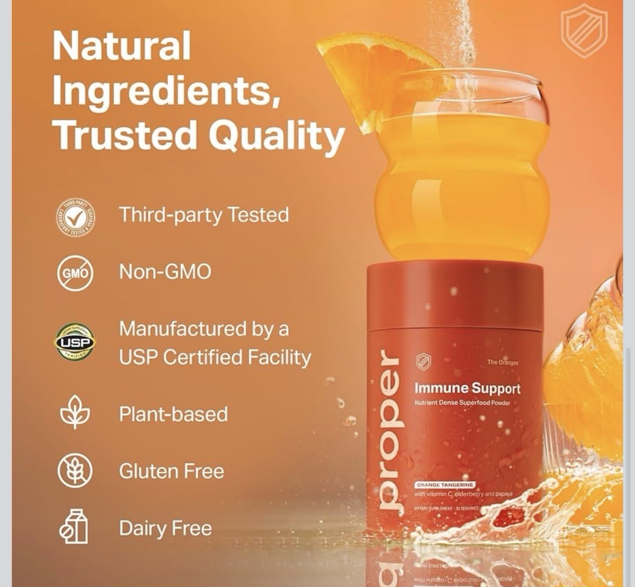 Proper Superfood Powder Immune Support Orange Tangerine Vitamin C Elderberry